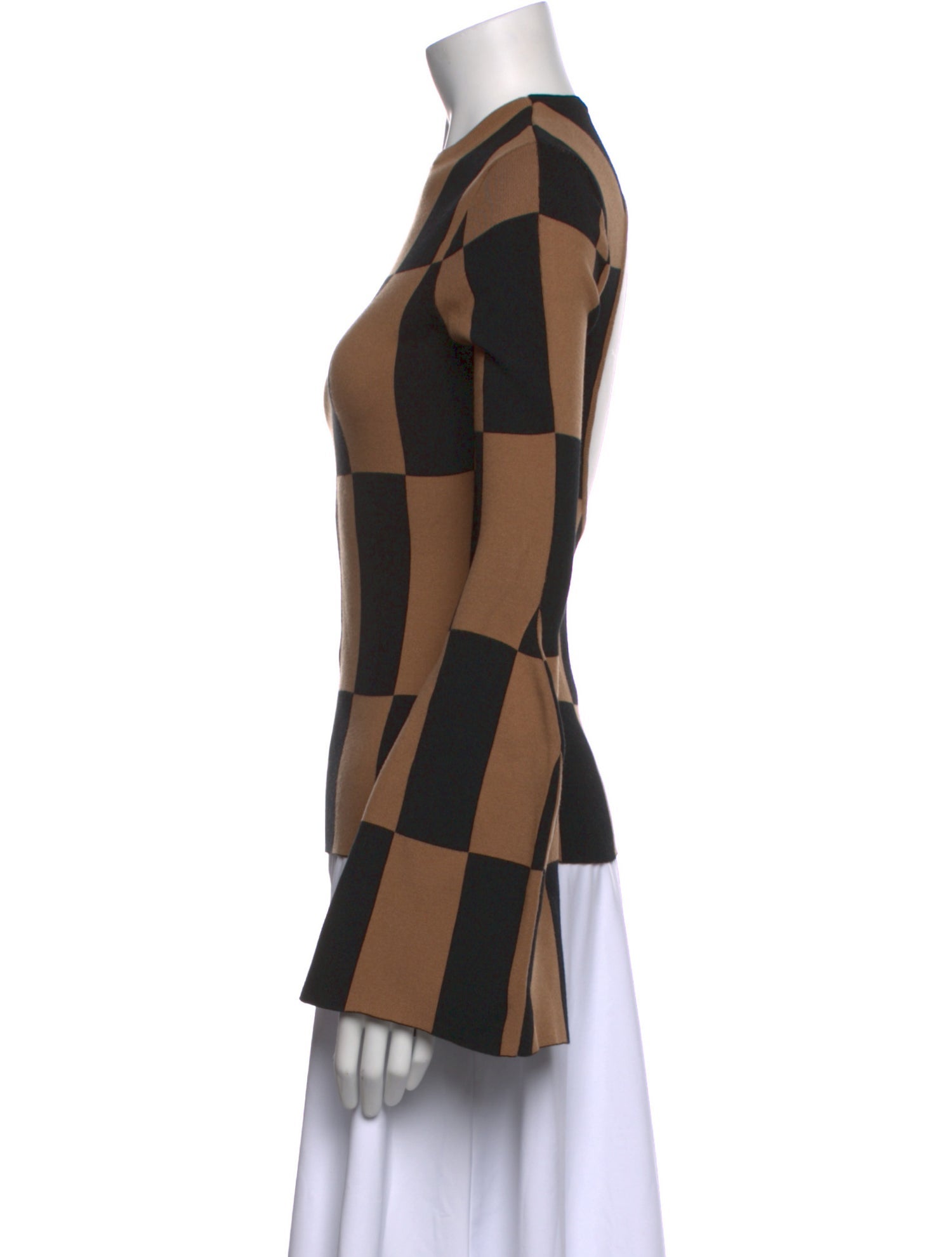 A.W.A.K.E. Mode Plaid Print Crew Neck Top