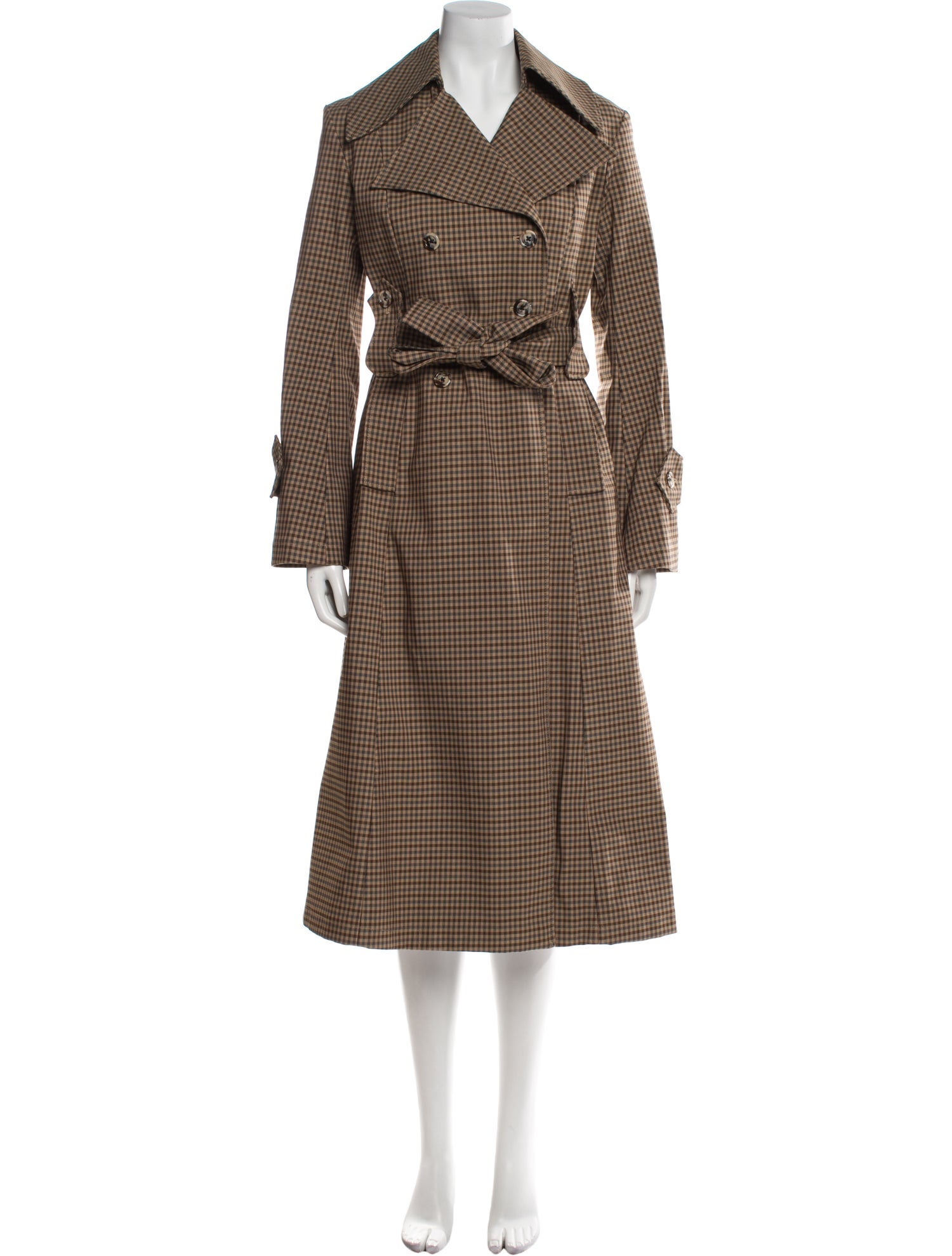 A.W.A.K.E. Mode Plaid Print Trench Coat