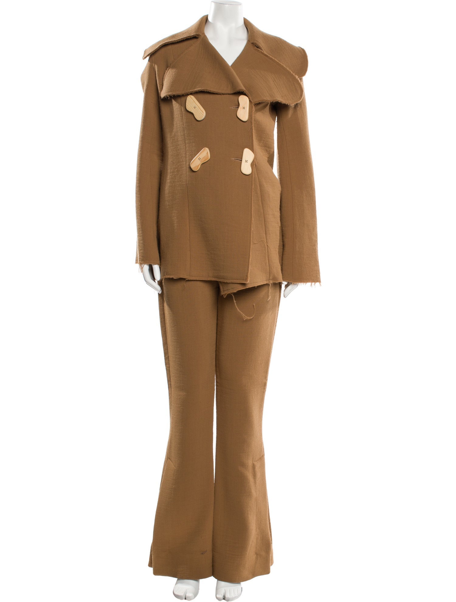 A.W.A.K.E. Mode Virgin Wool Raw-Edge Trim Pantsuit