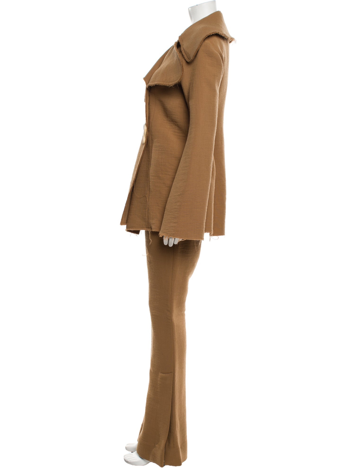 A.W.A.K.E. Mode Virgin Wool Raw-Edge Trim Pantsuit