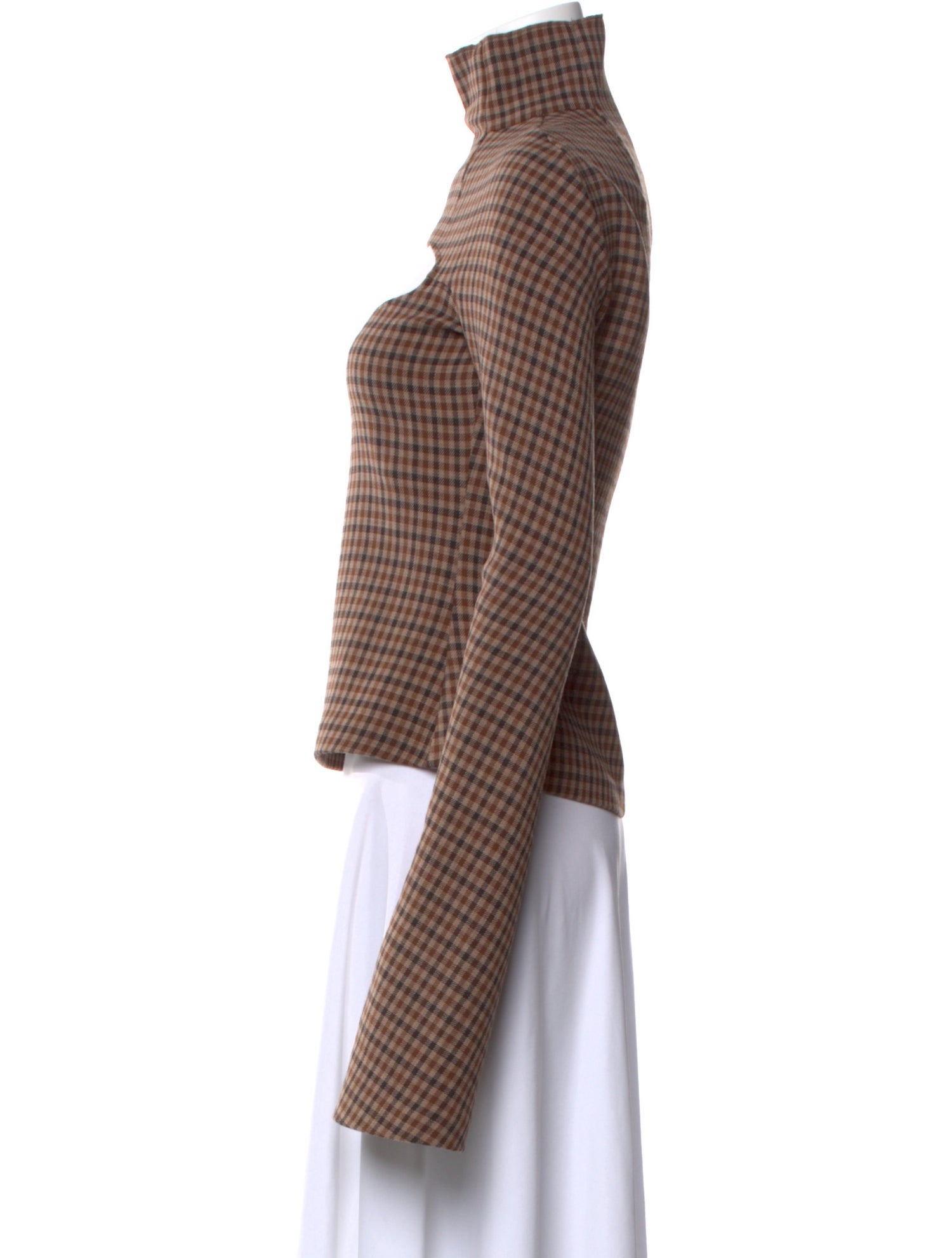 A.W.A.K.E. Mode Plaid Print Turtleneck Top