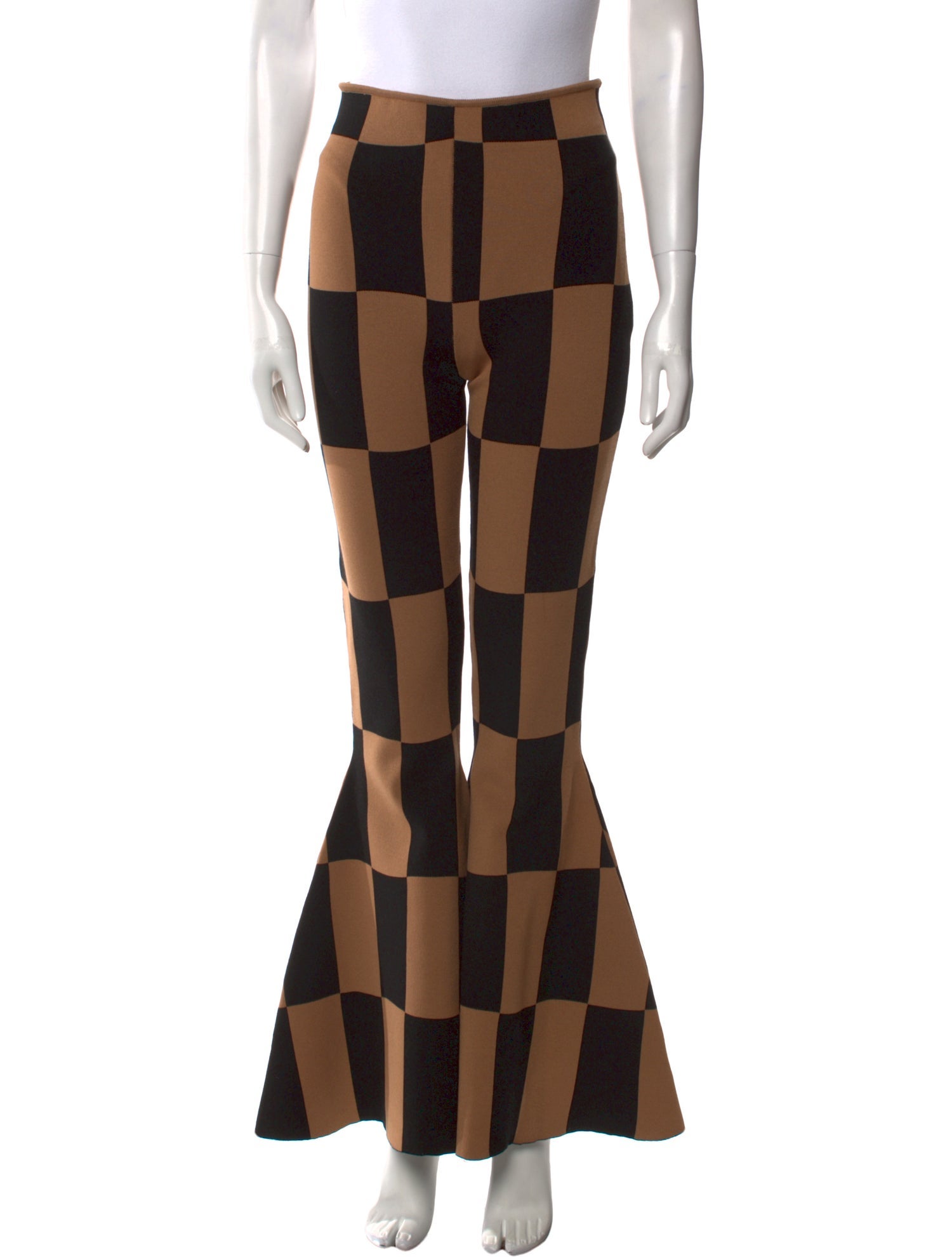 A.W.A.K.E. Mode Plaid Print Wide Leg Pants