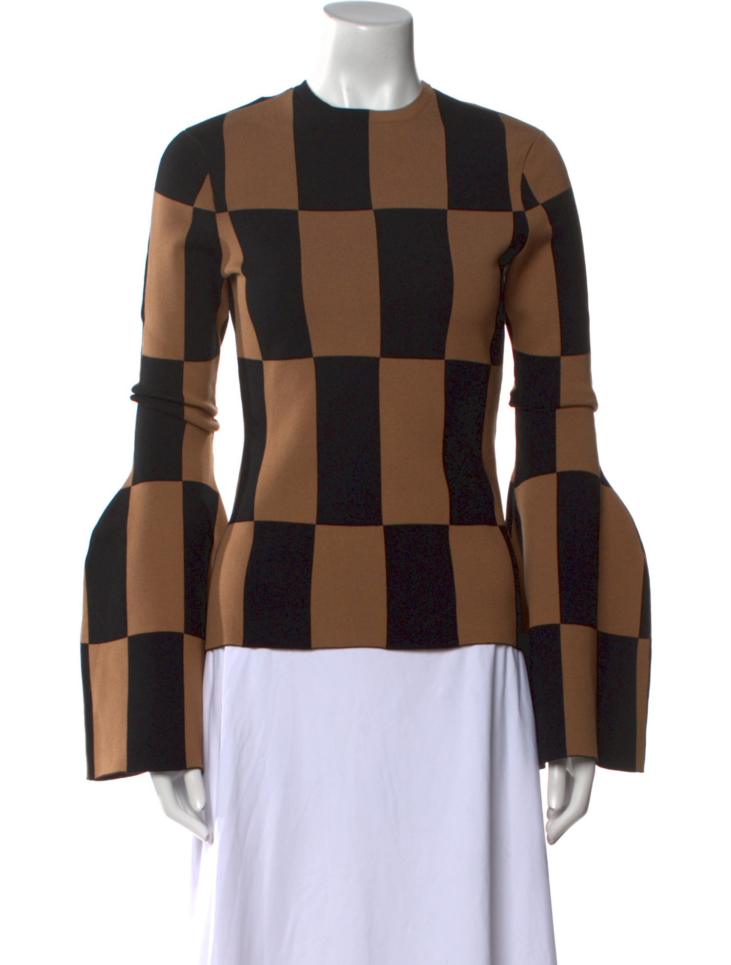 A.W.A.K.E. Mode Plaid Print Crew Neck Blouse w/ Tags