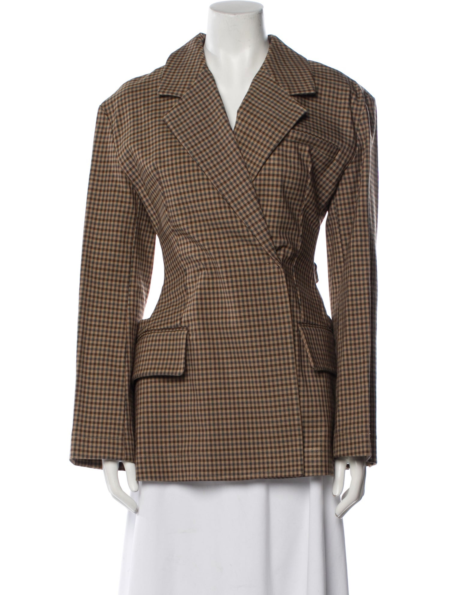 A.W.A.K.E. Mode Plaid Print Blazer