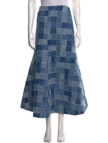 Pre-owned A.w.a.k.e. Printed Midi Length Skirt W/ Tags In Blue