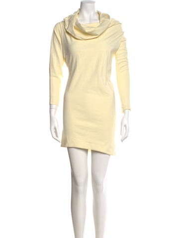 Pre-owned A.w.a.k.e. Cowl Neck Mini Dress In Yellow