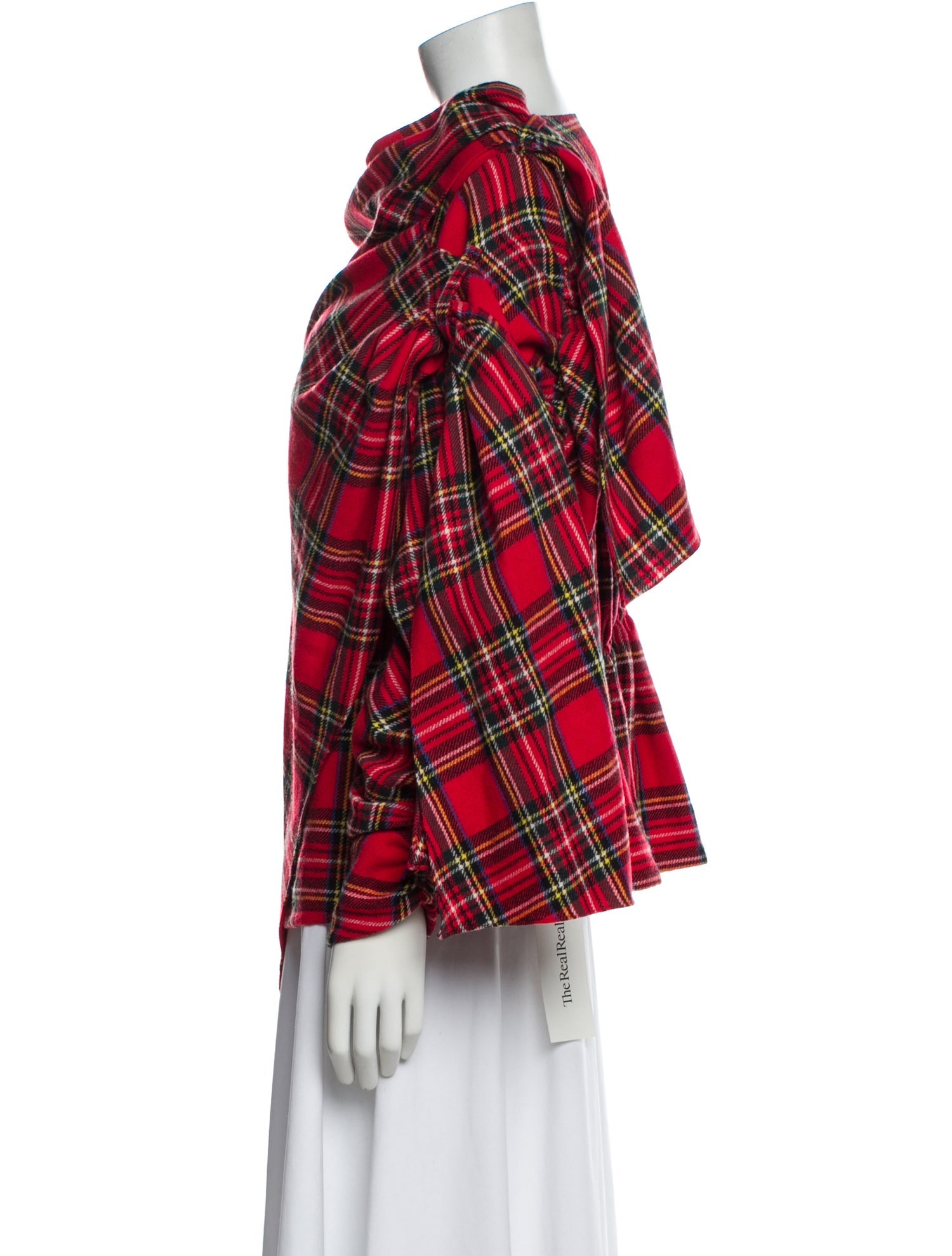 A.W.A.K.E. Mode Wool Plaid Print Blouse