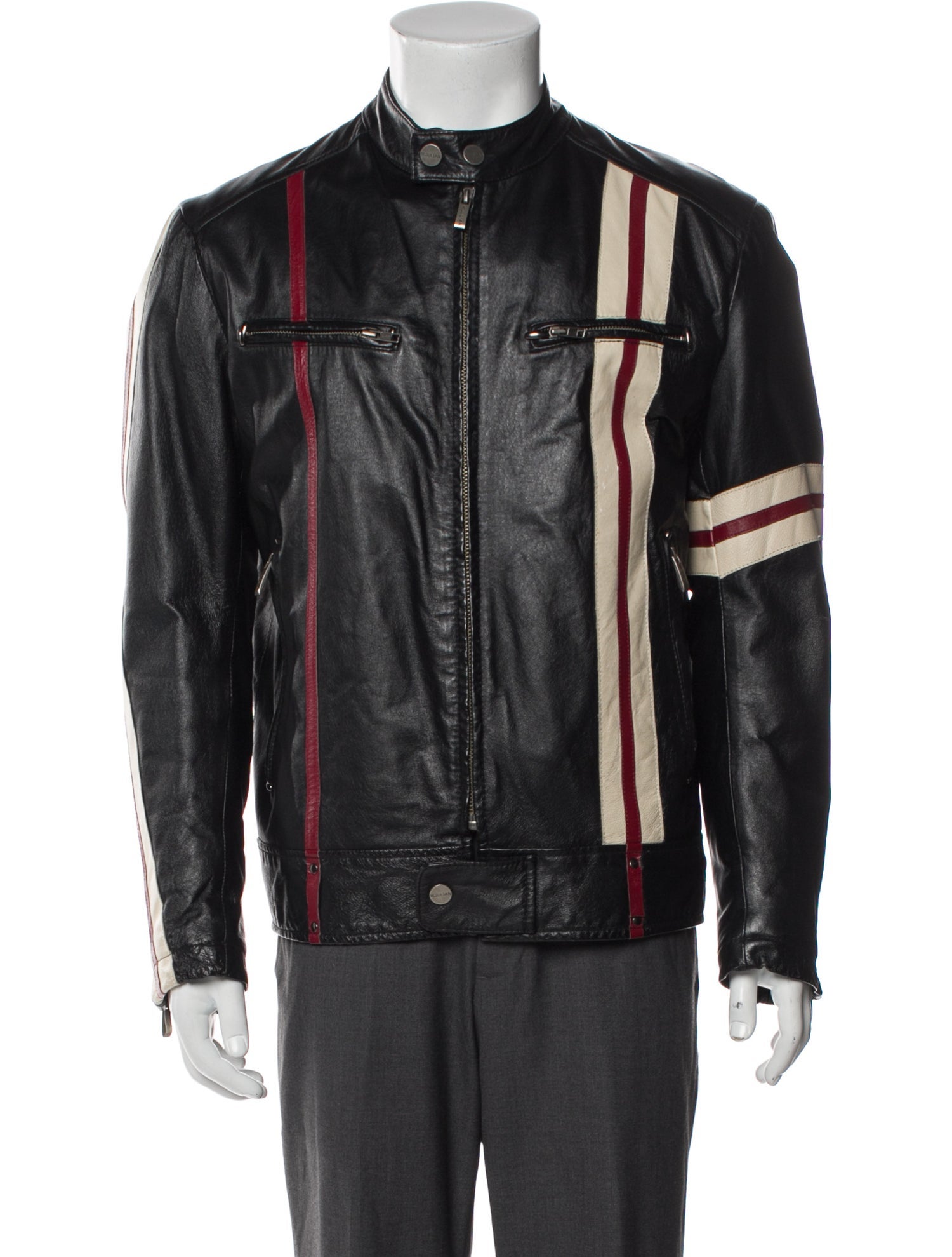 Wilsons Leather Leather Striped Moto Jacket