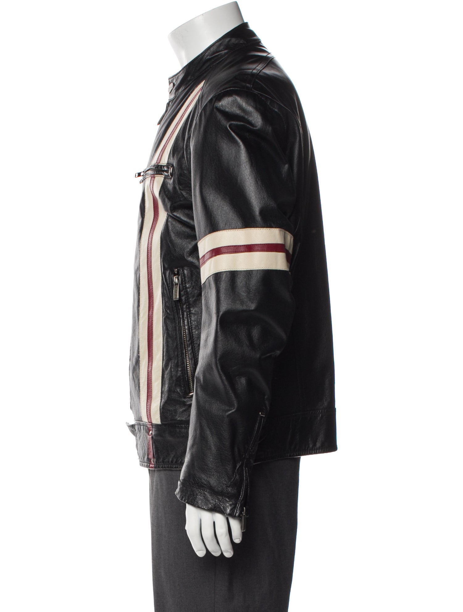 Wilsons Leather Leather Striped Moto Jacket