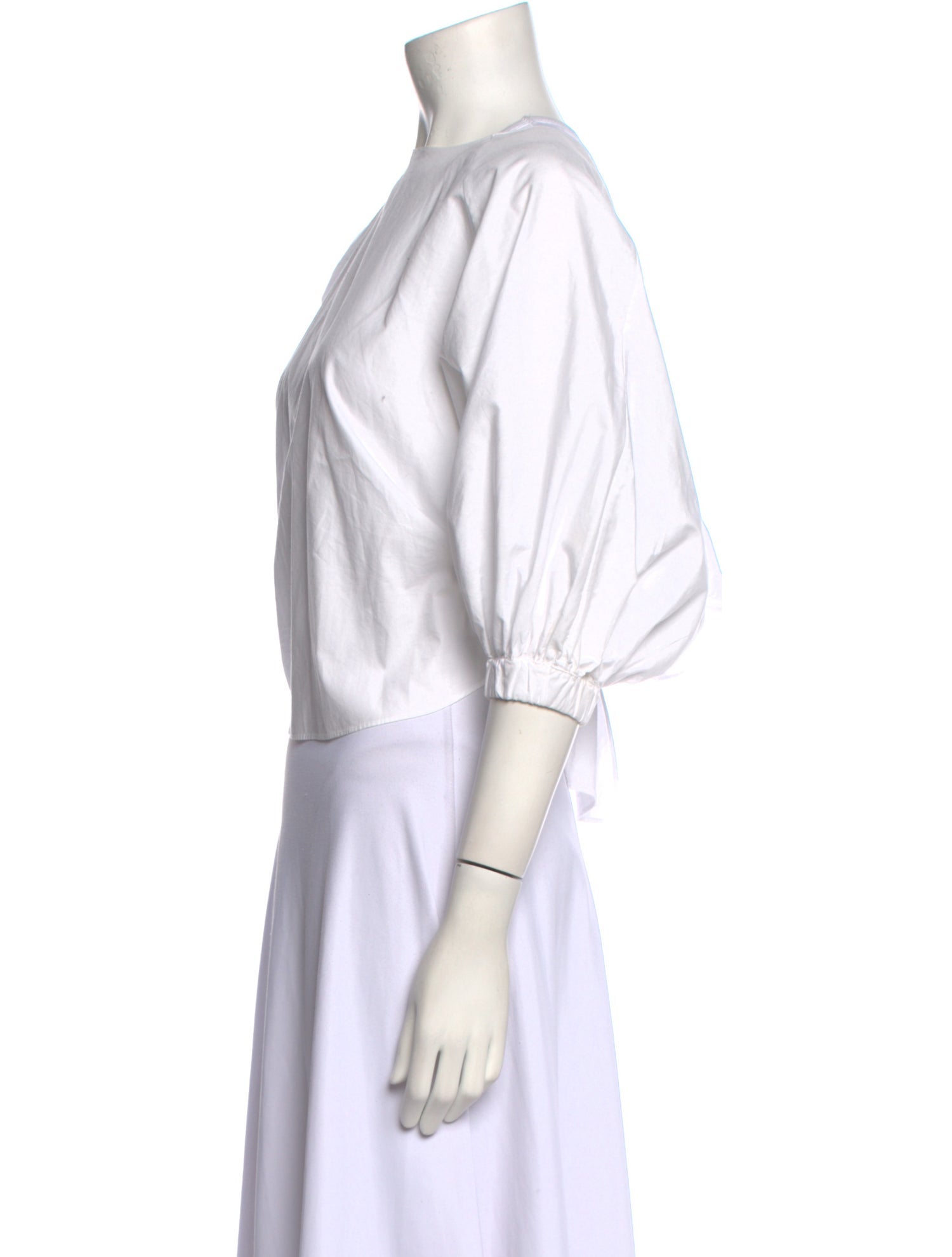 Shaina Mote Bateau Neckline Three-Quarter Sleeve Crop Top