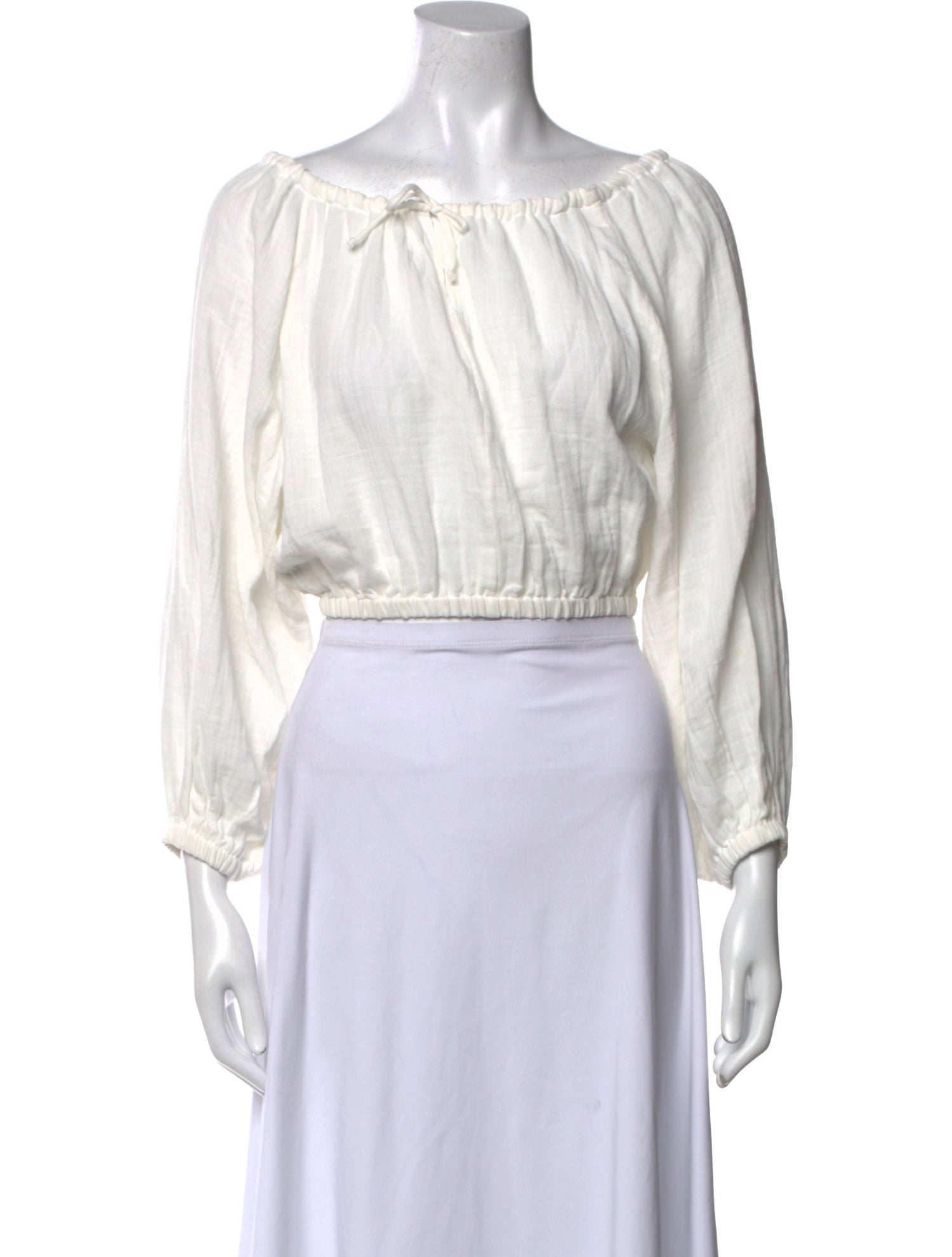 Shaina Mote Bateau Neckline Three-Quarter Sleeve Crop Top