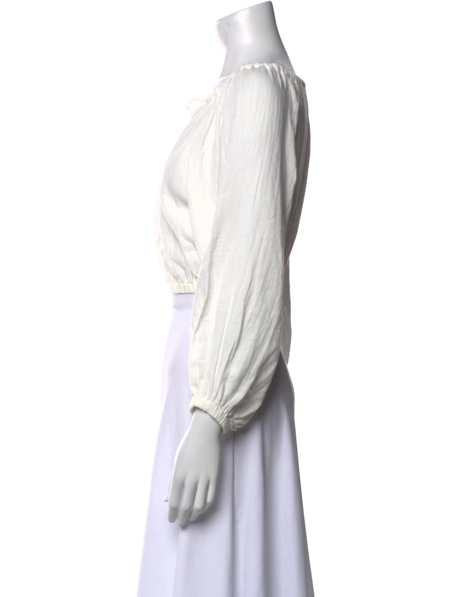 Shaina Mote Bateau Neckline Three-Quarter Sleeve Crop Top