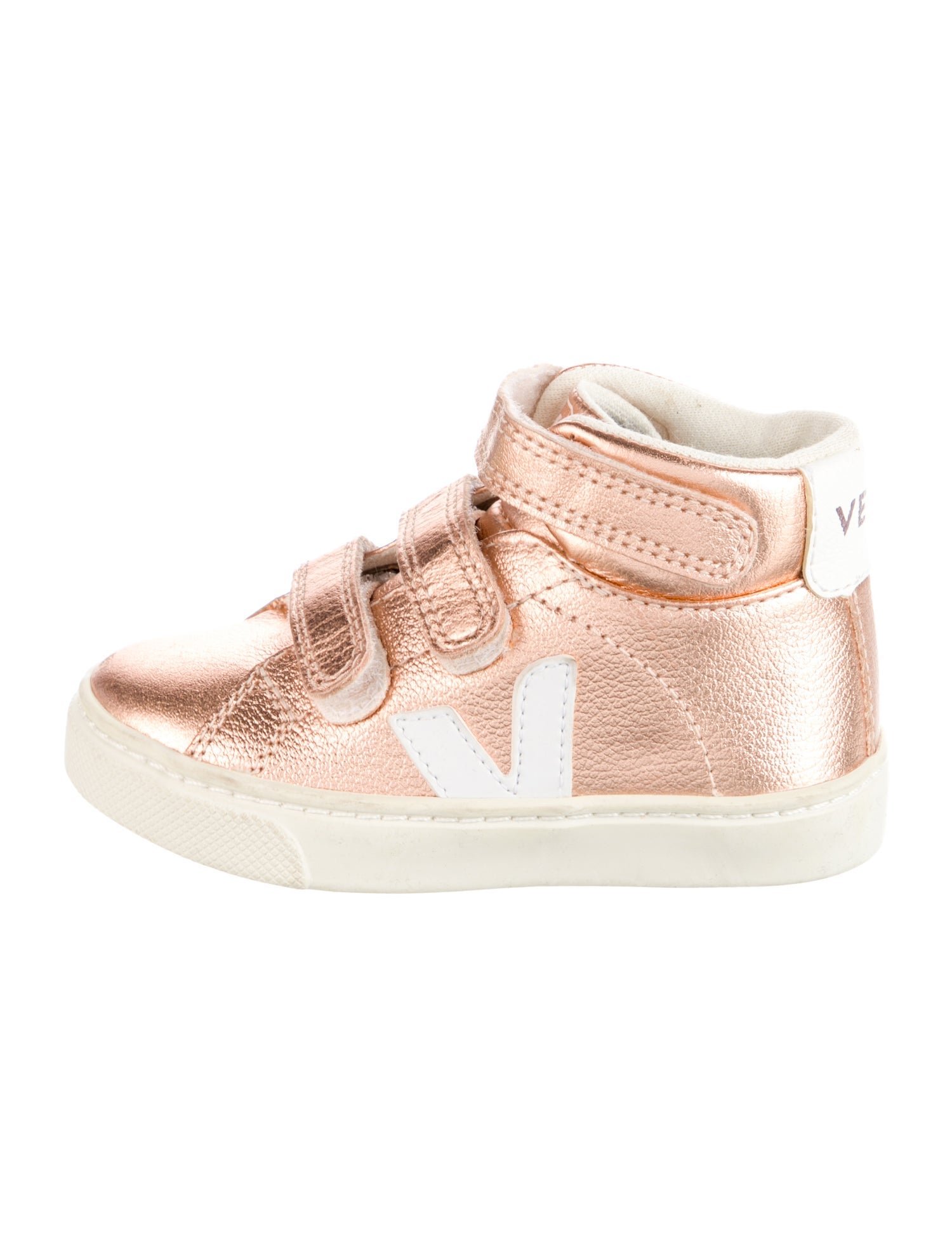 Veja Kids Girls' Solid Metallic Leather High-Top Sneakers