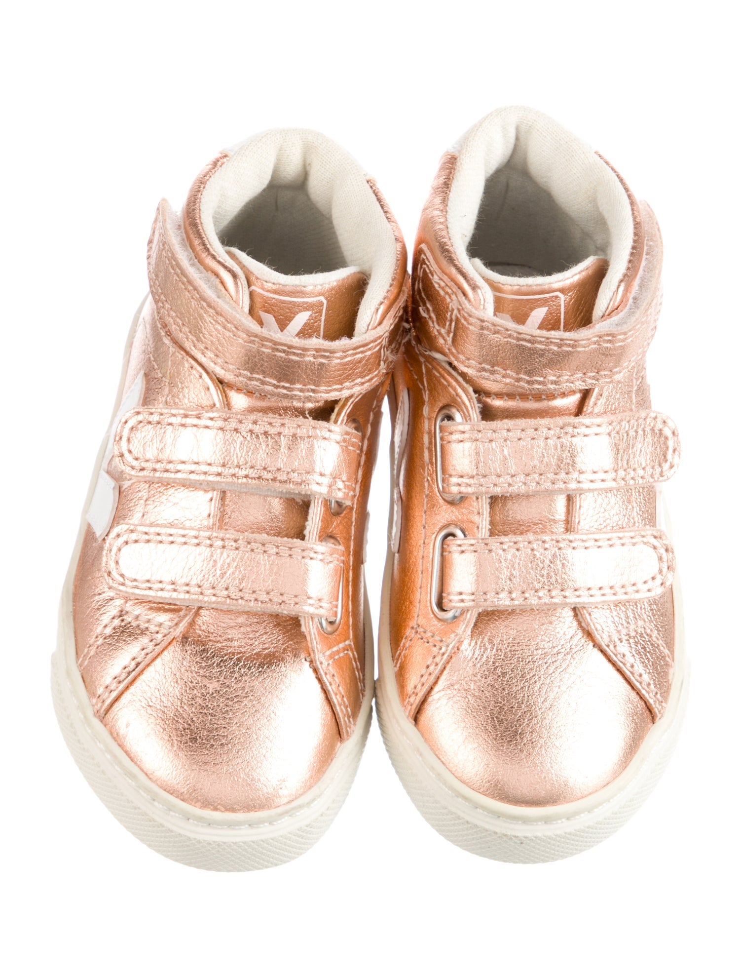 Veja Kids Girls' Solid Metallic Leather High-Top Sneakers