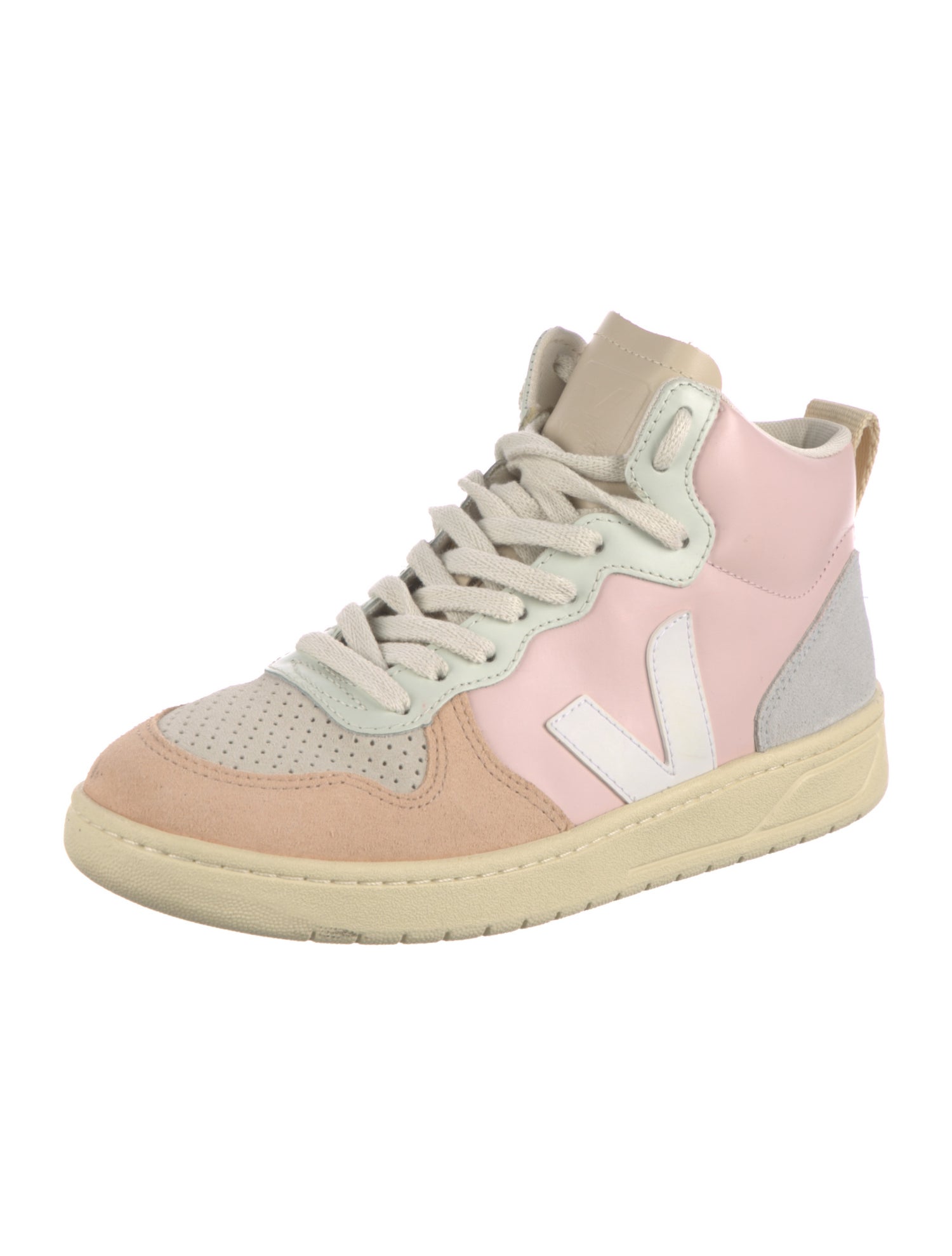 Veja Leather Colorblock Pattern Sneakers