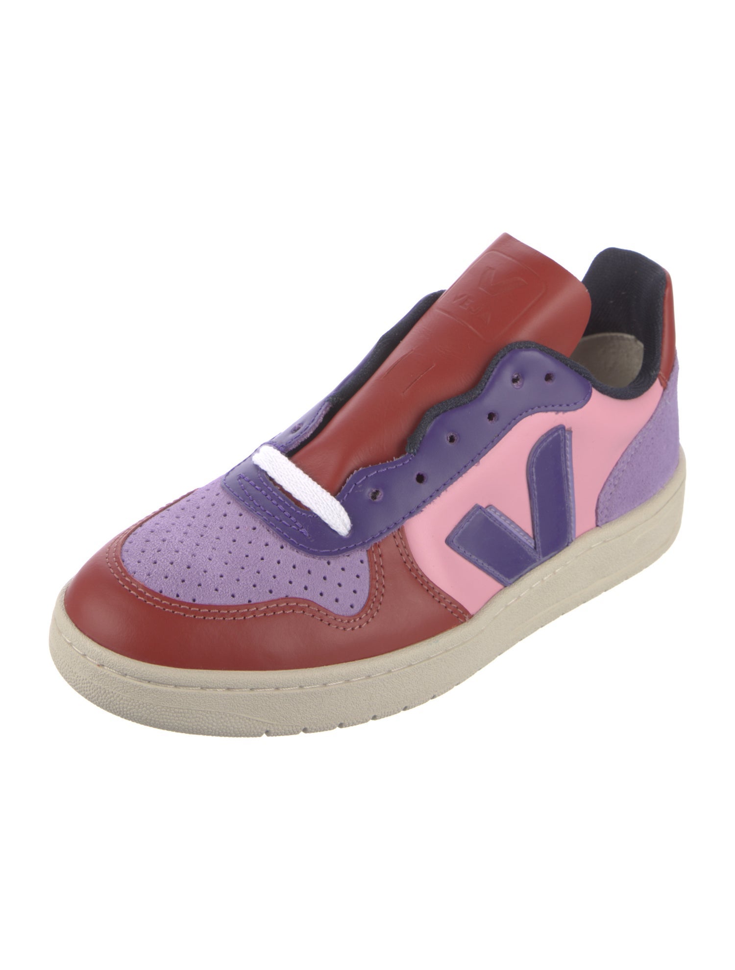 Veja Leather Colorblock Pattern Sneakers