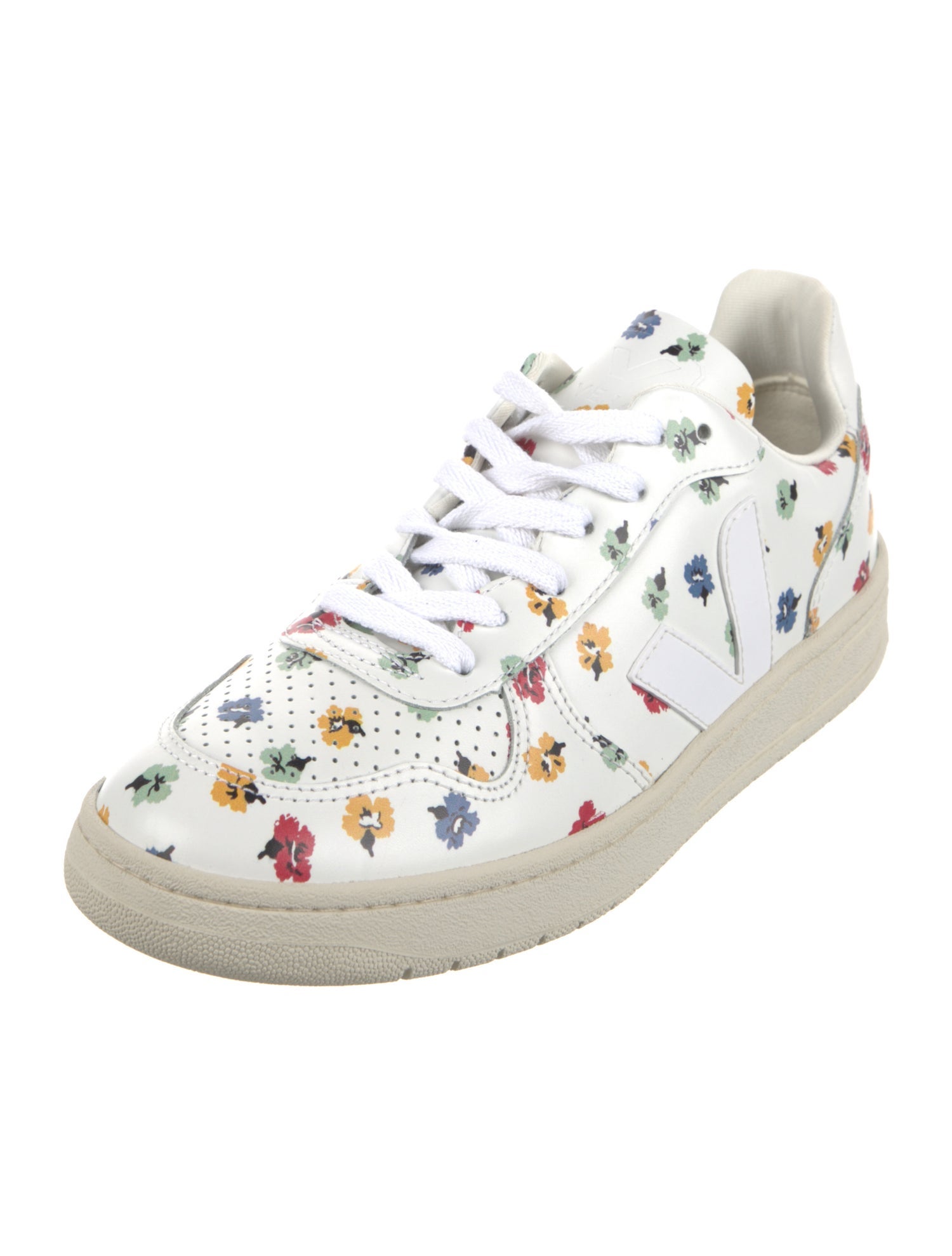 Veja Leather Floral Print Sneakers