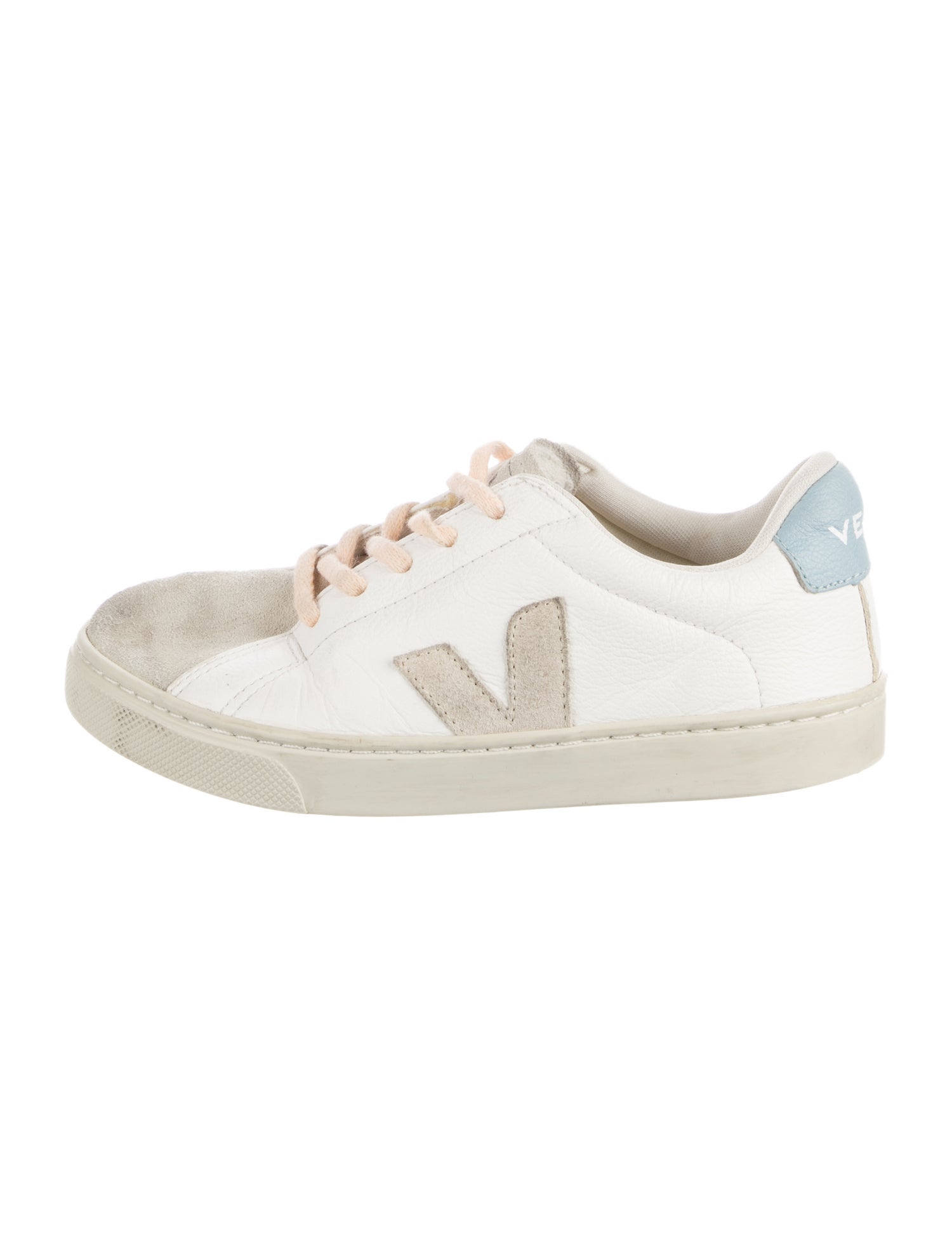 Veja White and neutral and blue patterned low top sneakers
