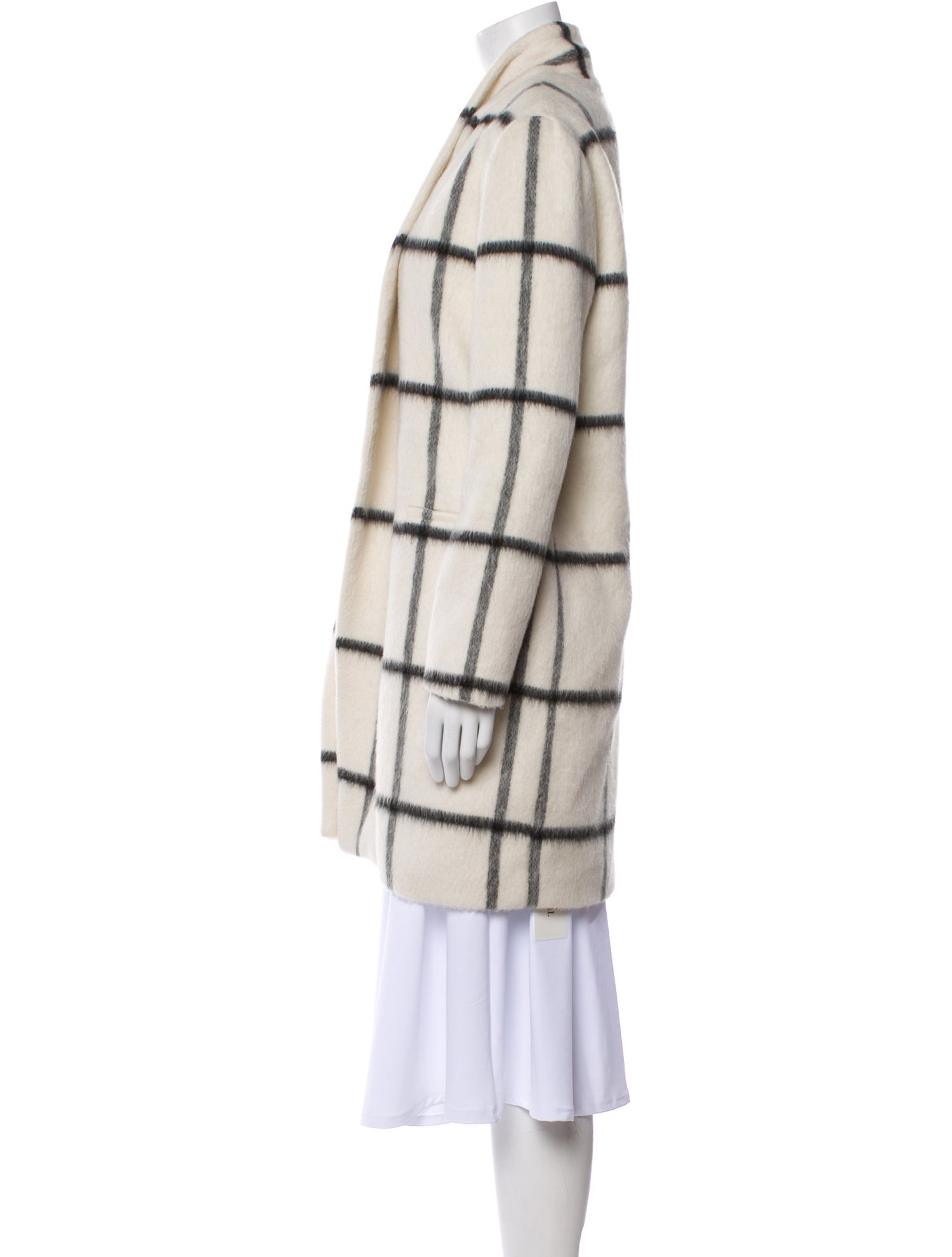 Waverly Grey Wool Plaid Print Coat