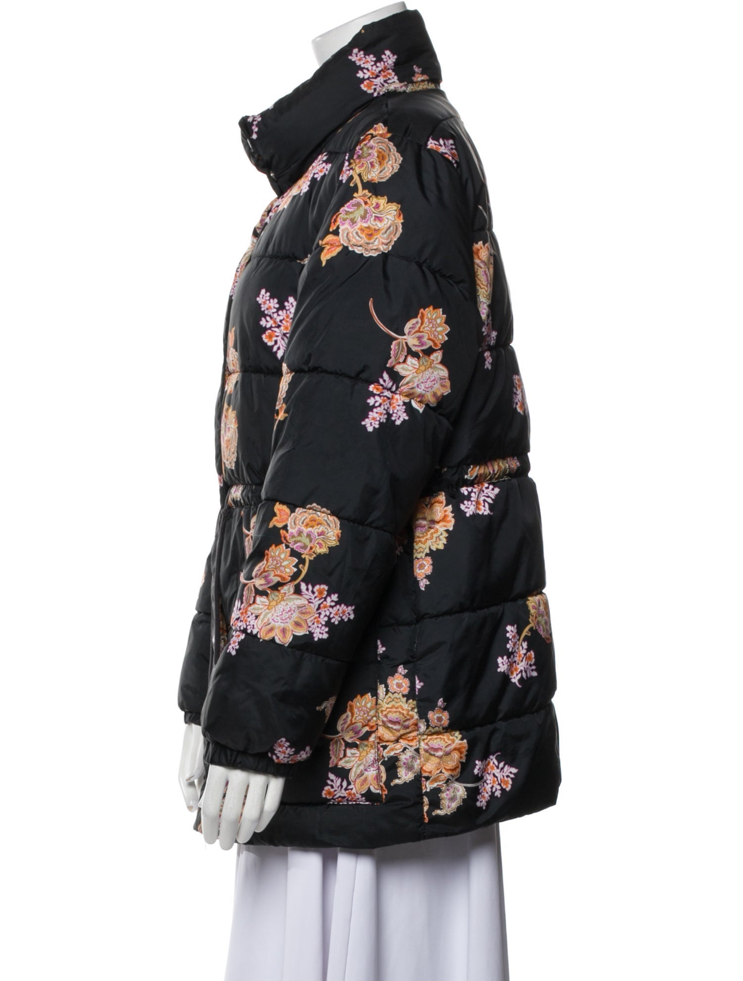 Who What Wear Floral Print Down Coat