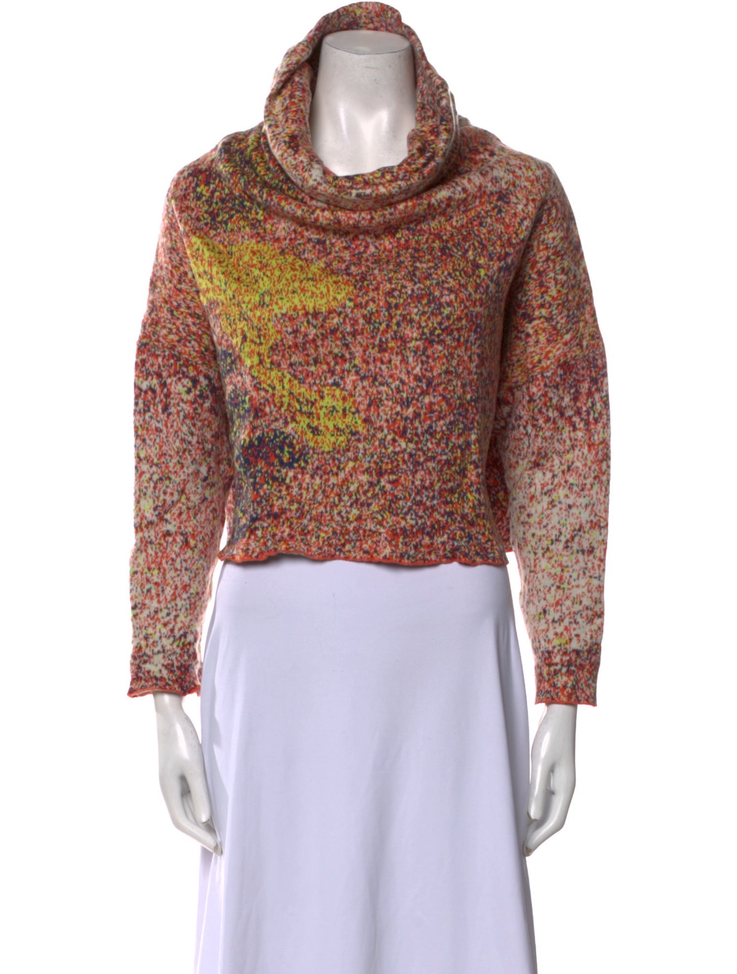 Anntian Printed Cowl Neck Sweater