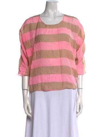 Anntian Tops Silk Striped T-Shirt XXL