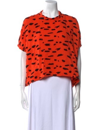 Anntian Printed Crew Neck Crop Top