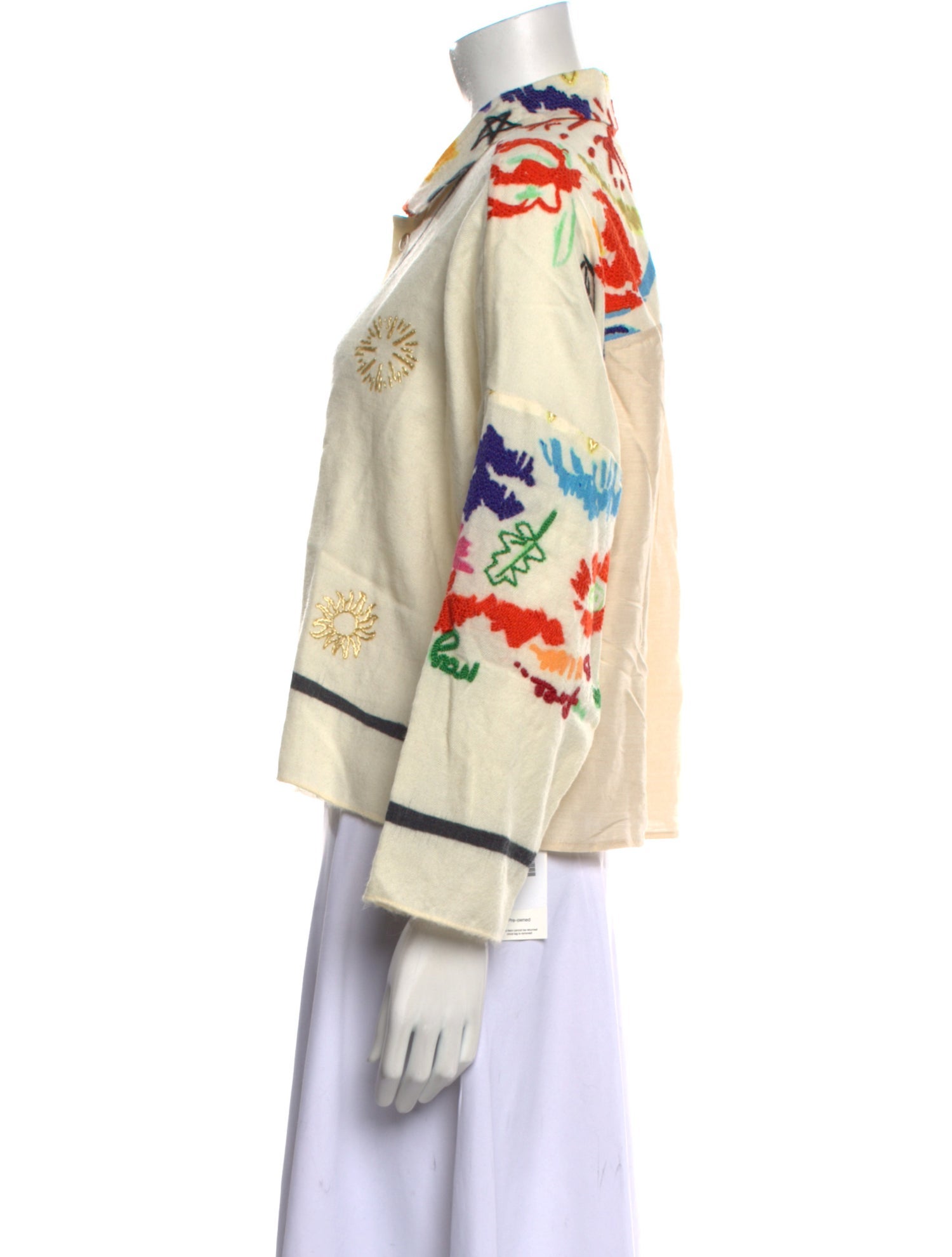 Anntian Wool Printed Button-Up Top