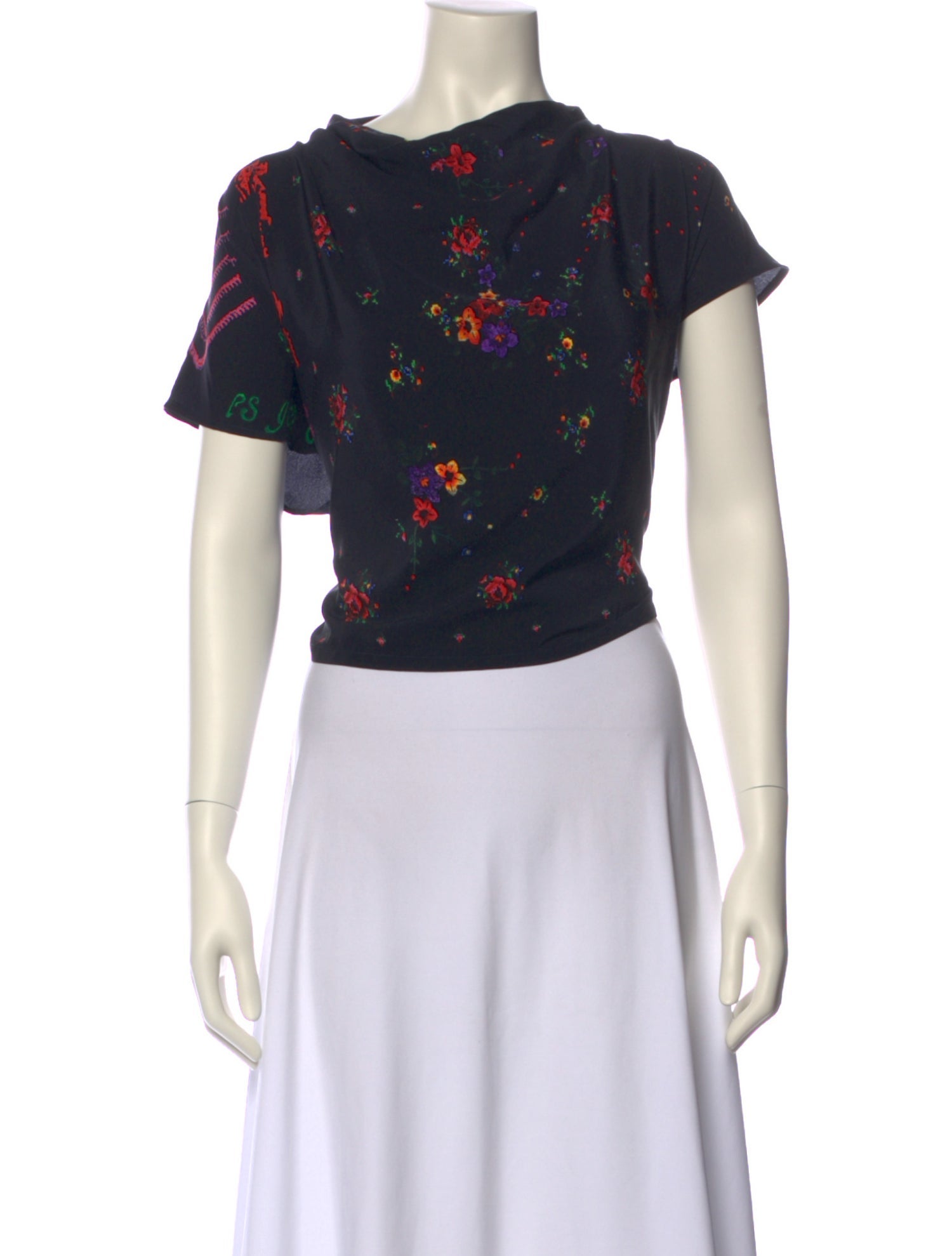 Anntian Silk Floral Print Crop Top