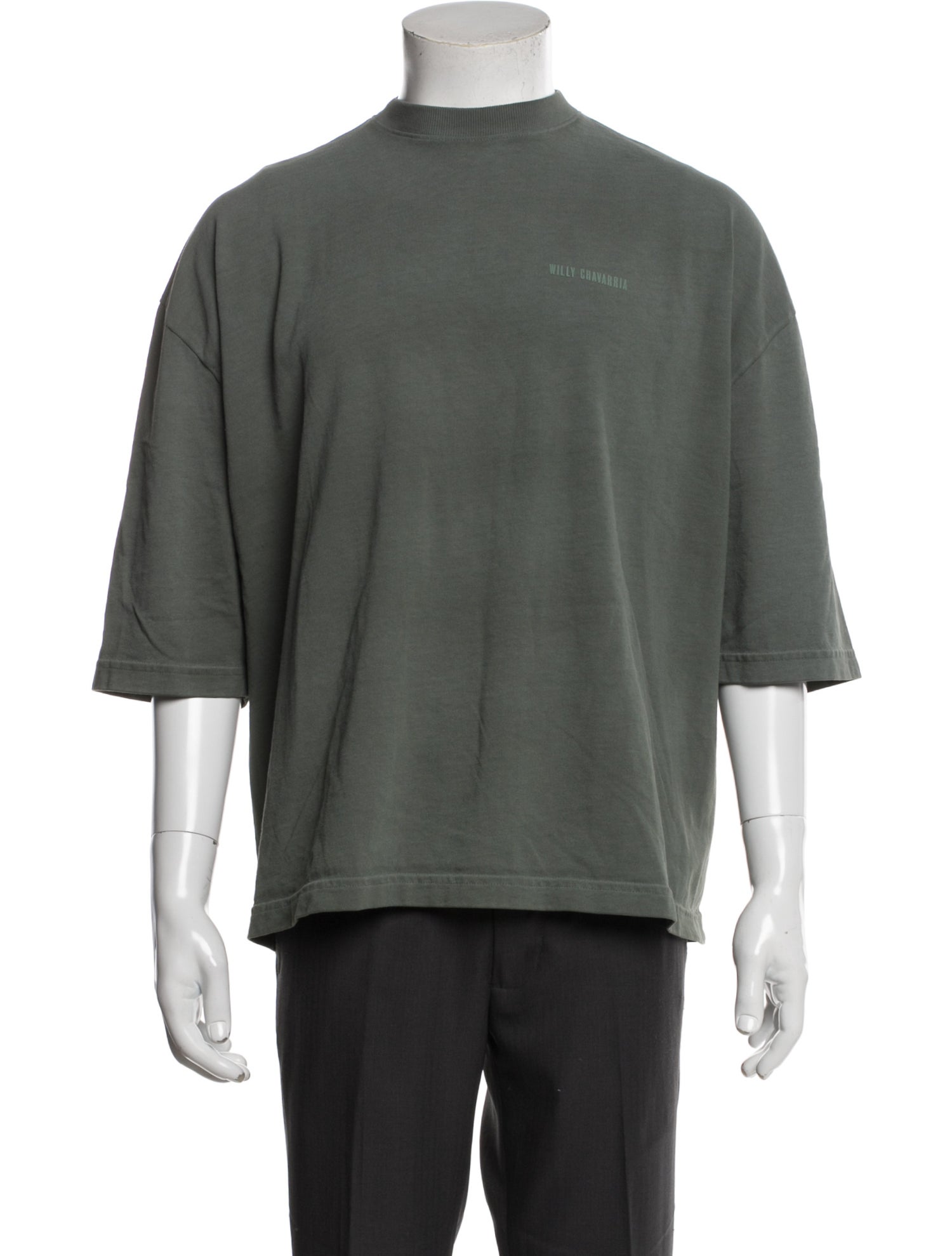 Willy Chavarria Mock Neck Three-Quarter Sleeve T-Shirt