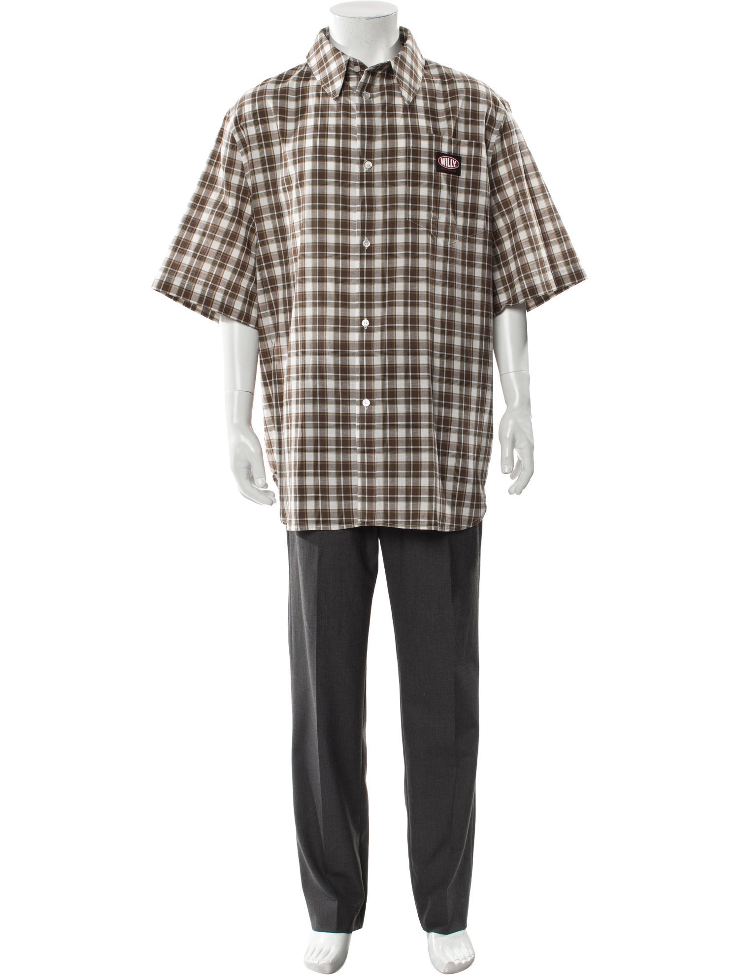 Willy Chavarria Plaid Print Short Sleeve Shirt w/ Tags