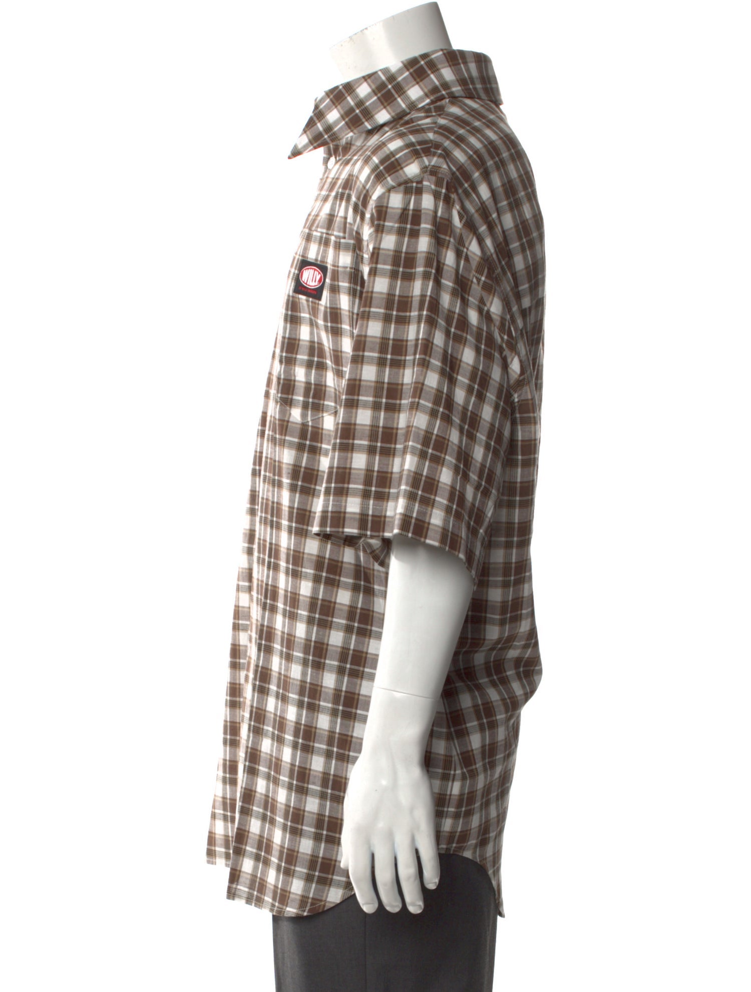 Willy Chavarria Plaid Print Three-Quarter Sleeve Shirt w/ Tags