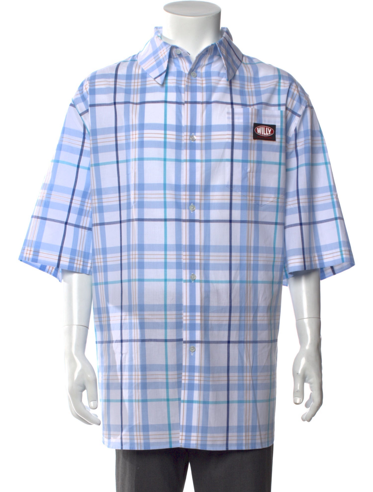 Willy Chavarria Plaid Print Short Sleeve Shirt w/ Tags