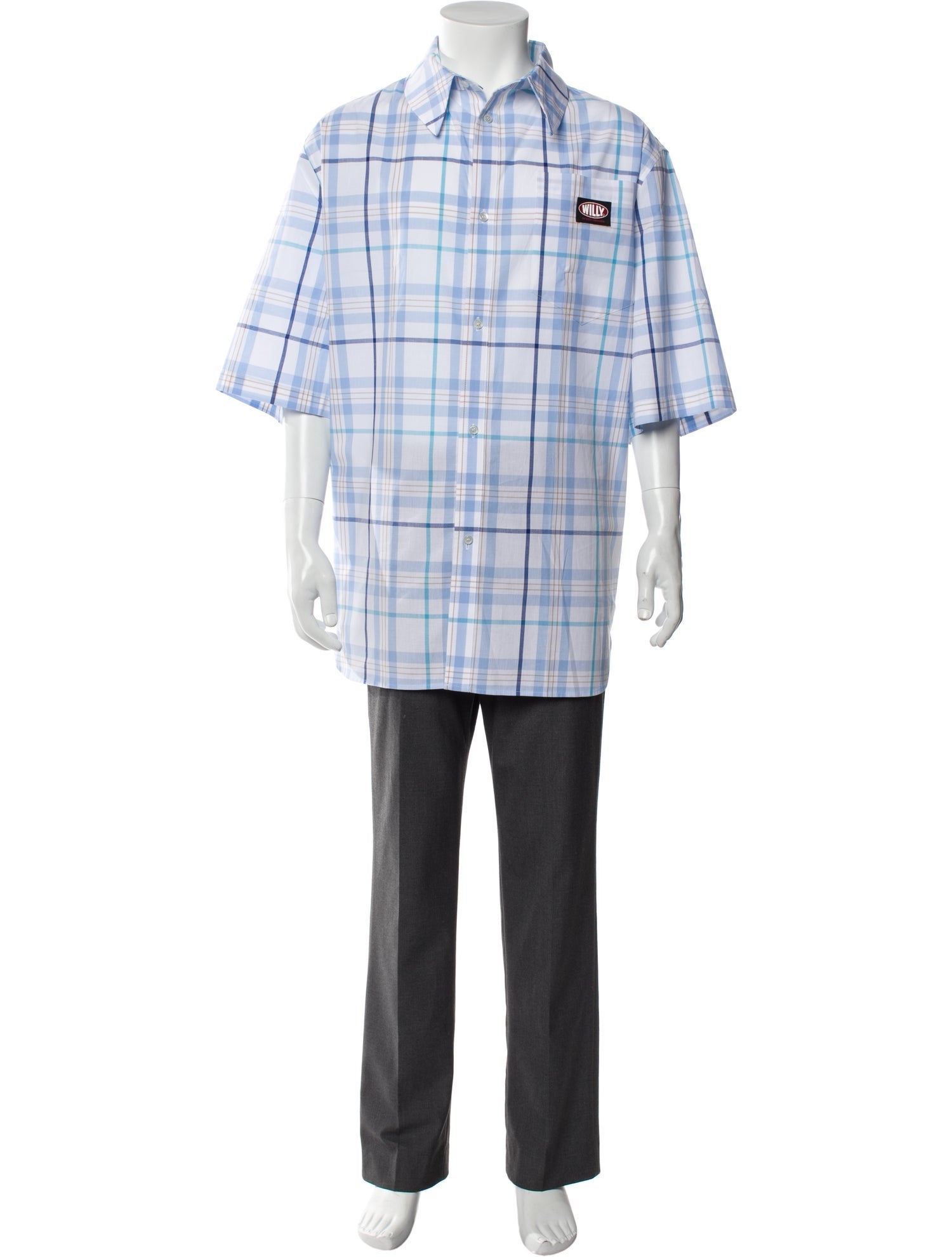 Willy Chavarria Plaid Print Short Sleeve Shirt w/ Tags