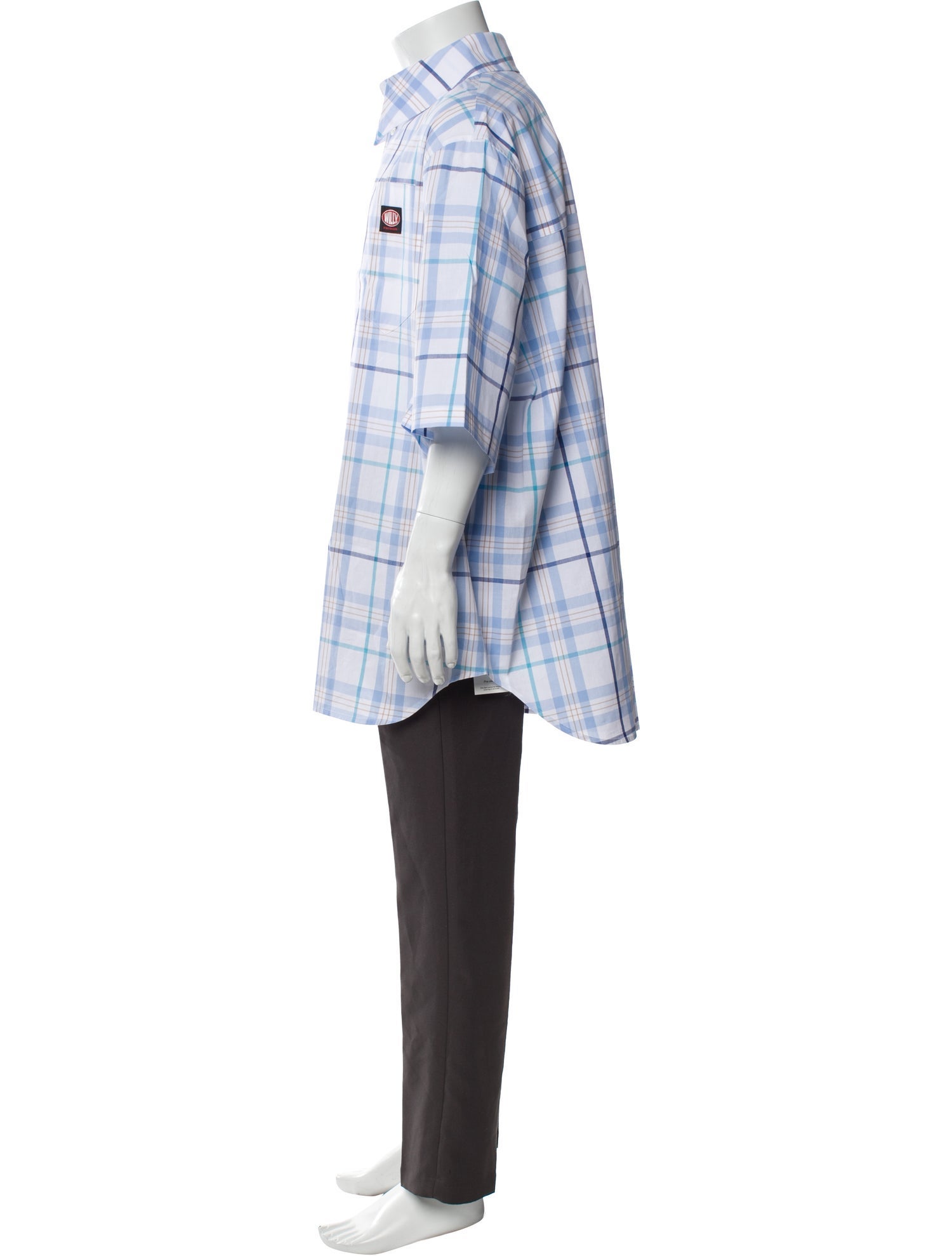 Willy Chavarria Plaid Print Three-Quarter Sleeve Shirt w/ Tags