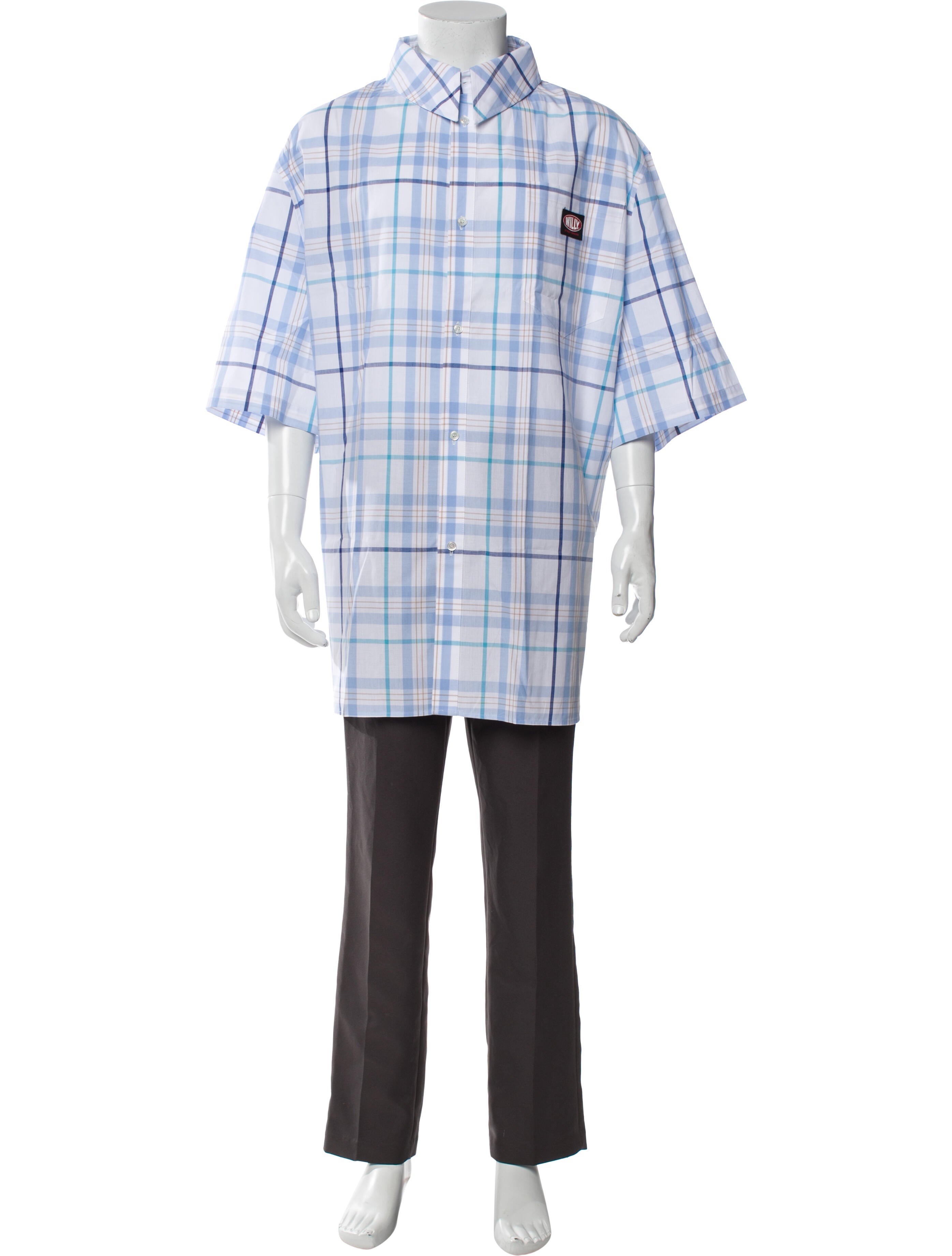 Willy Chavarria Plaid Print Short Sleeve Shirt w/ Tags