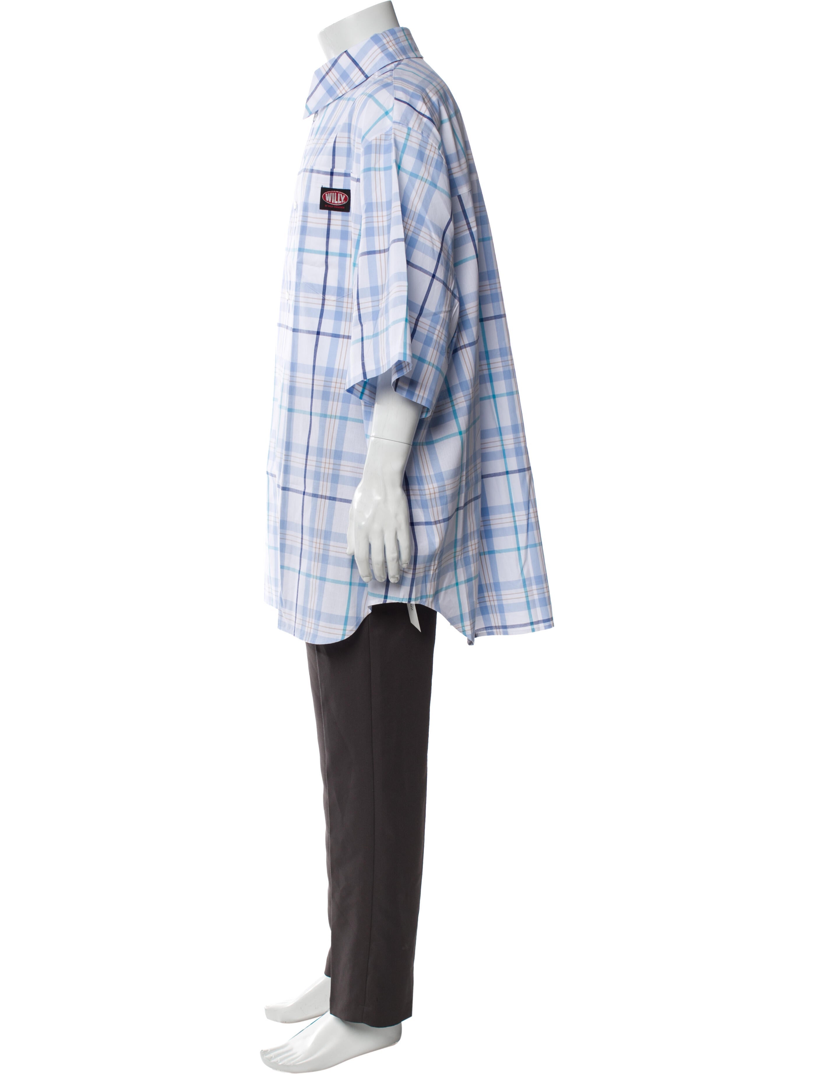 Willy Chavarria Plaid Print Short Sleeve Shirt w/ Tags