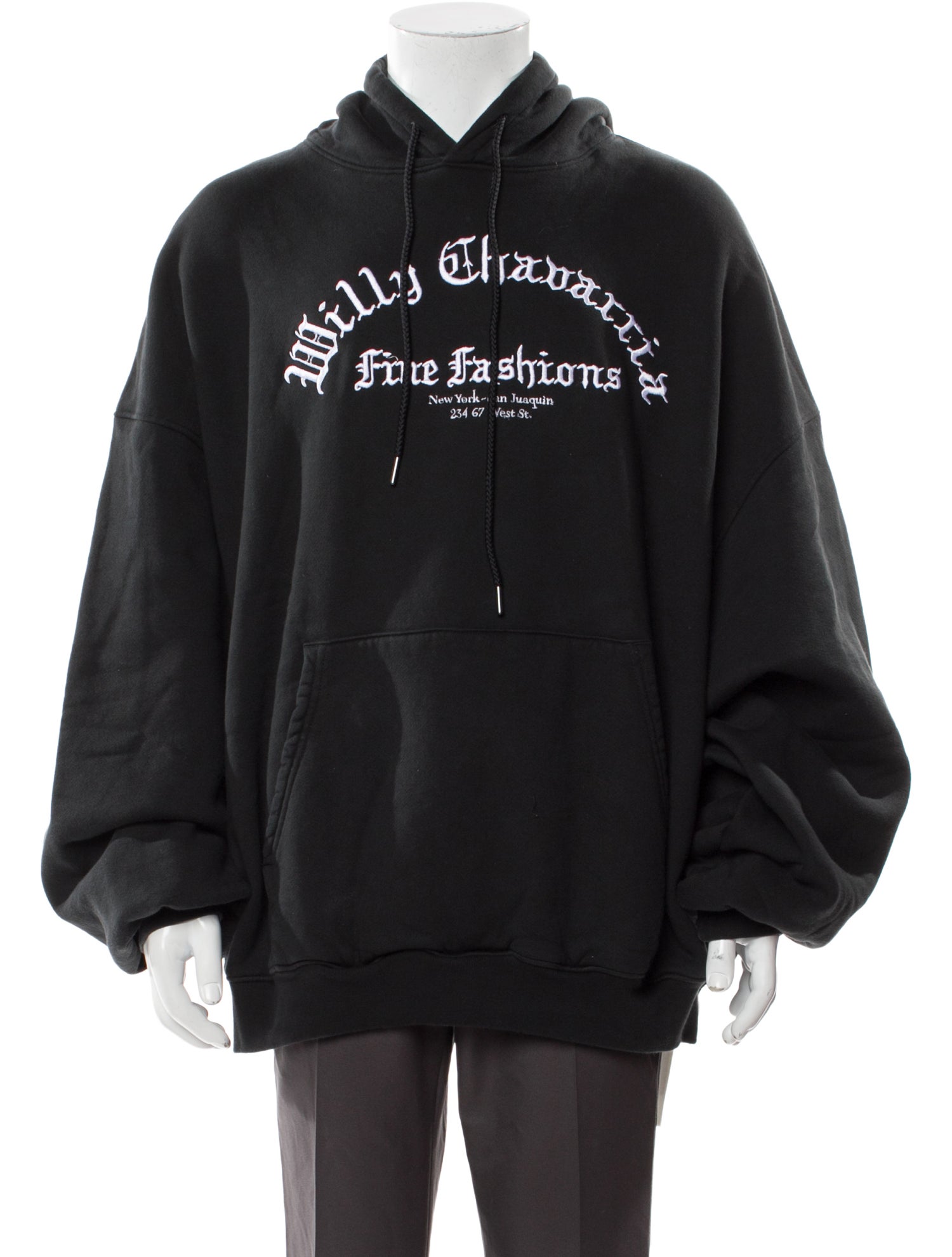 Willy Chavarria Graphic Print V-Neck Hoodie