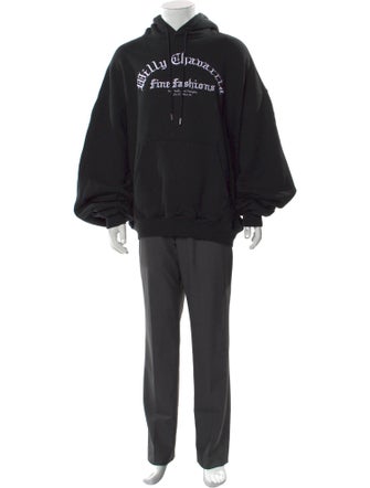 Willy Chavarria Graphic Print V-Neck Hoodie