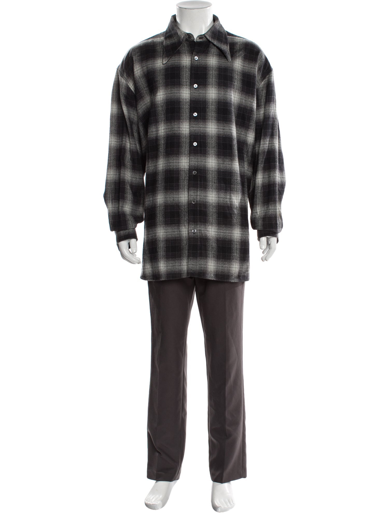 Willy Chavarria Plaid Print Long Sleeve Shirt