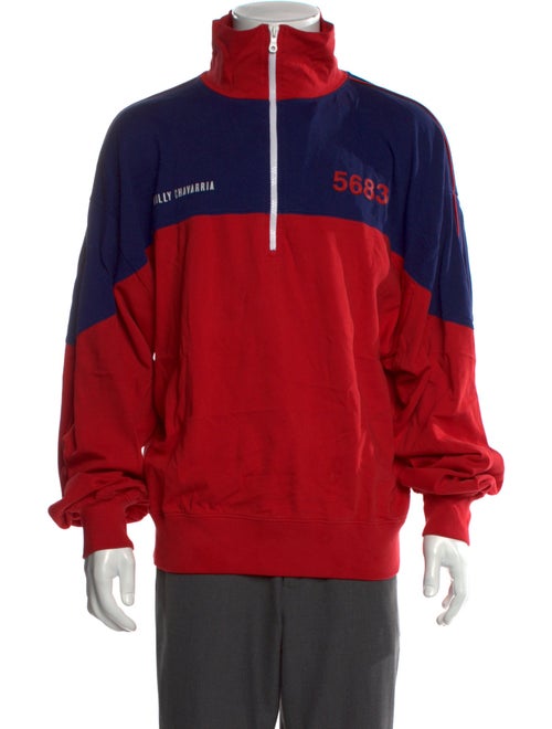 Willy Chavarria Colorblock Pattern Turtleneck Polo Sweater