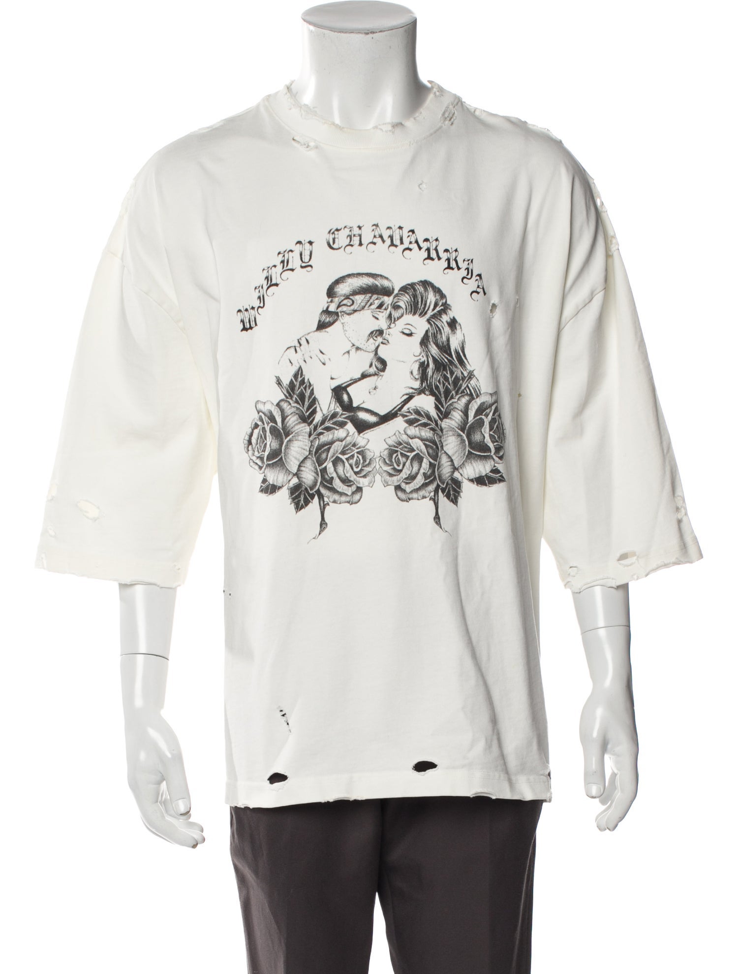 Willy Chavarria Graphic Print Three-Quarter Sleeve Shirt