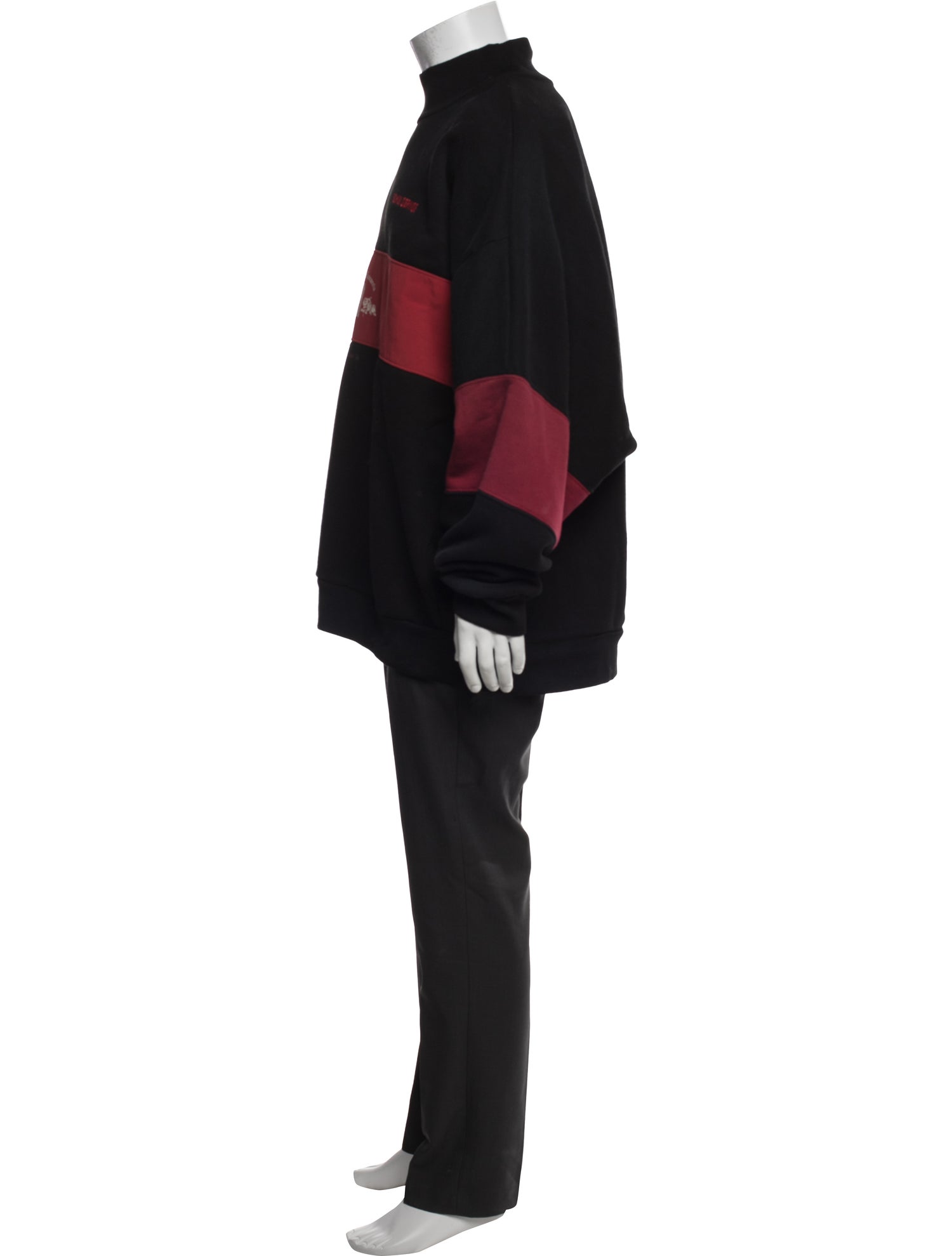 Willy Chavarria Colorblock Pattern Mock Neck Sweatshirt