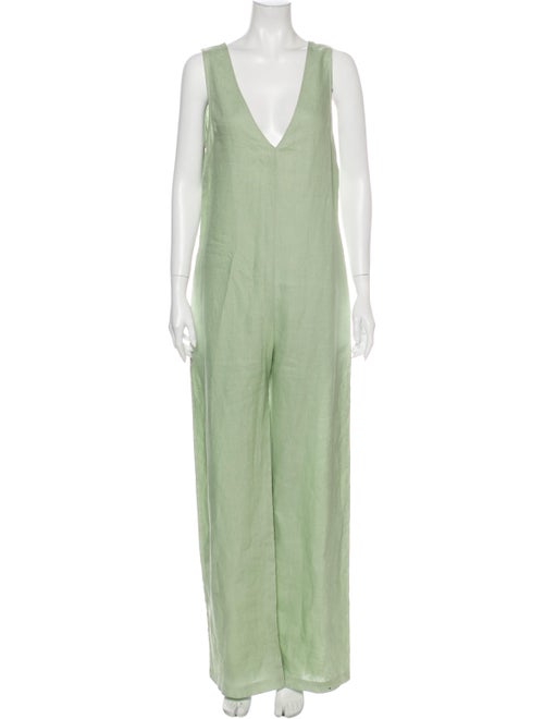 Nomia Linen V-Neck Jumpsuit Green