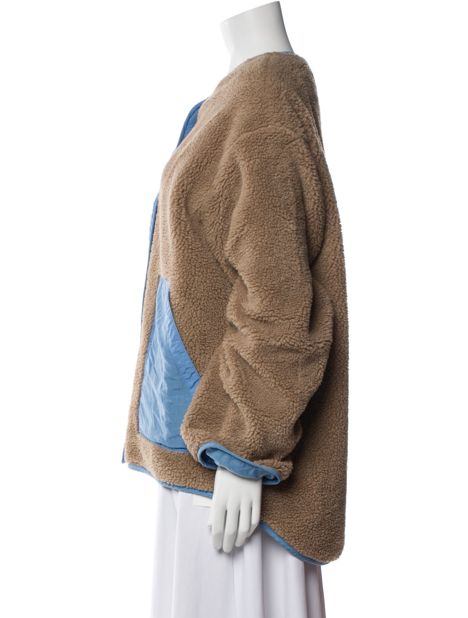 Nomia Colorblock Pattern Faux Fur Jacket