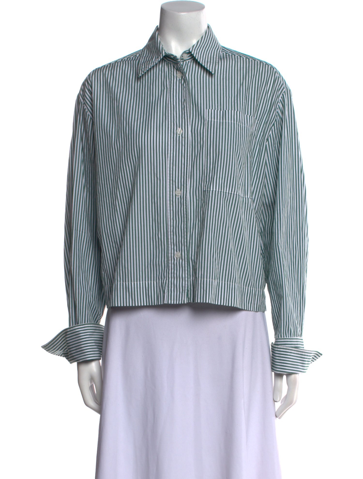 Nomia Striped Long Sleeve Button-Up Top