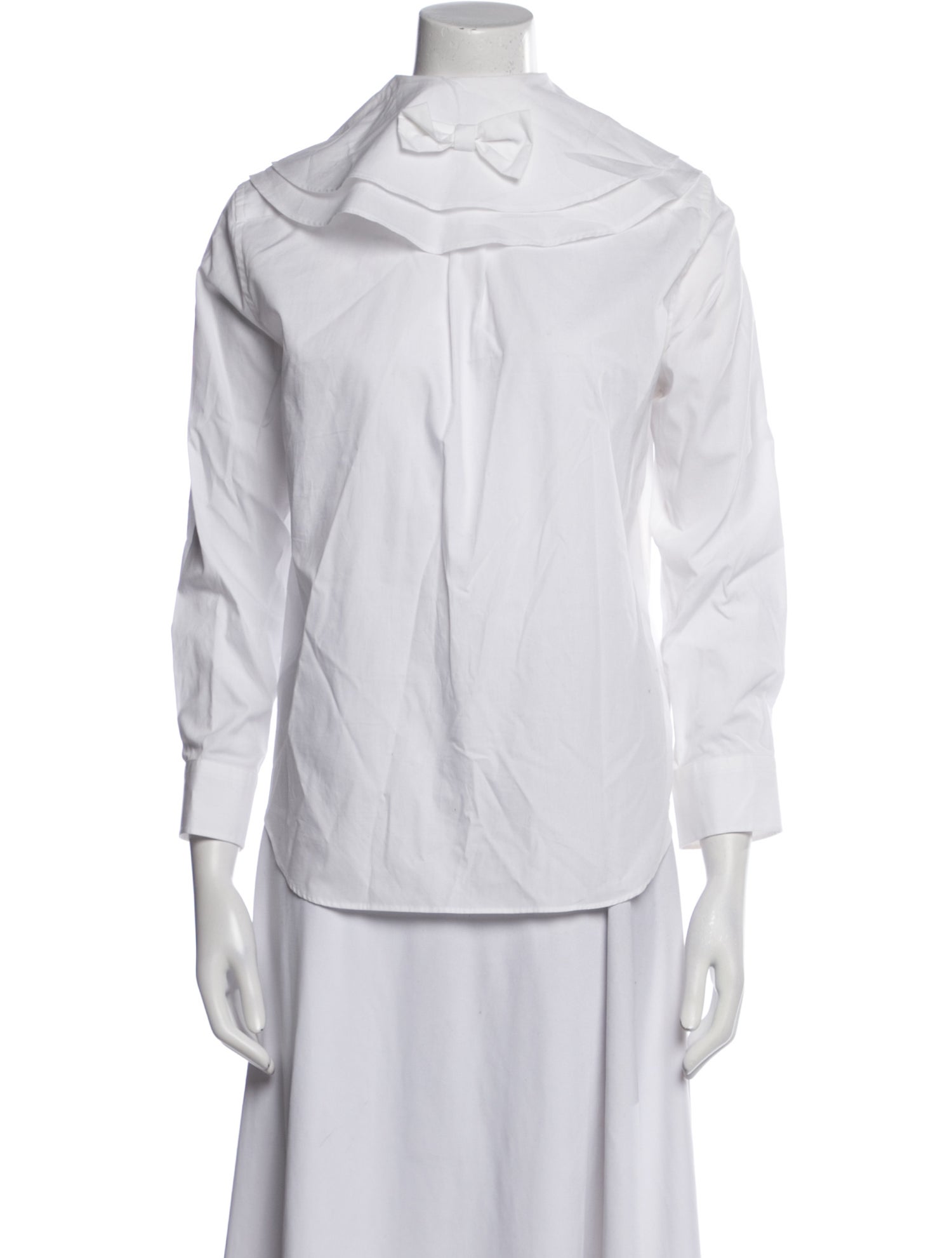 tricot COMME des GARÇONS Mock Neck Three-Quarter Sleeve Button-Up Top