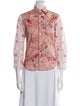 tricot COMME des GARÇONS Floral Print Three-Quarter Sleeve Button-Up Top