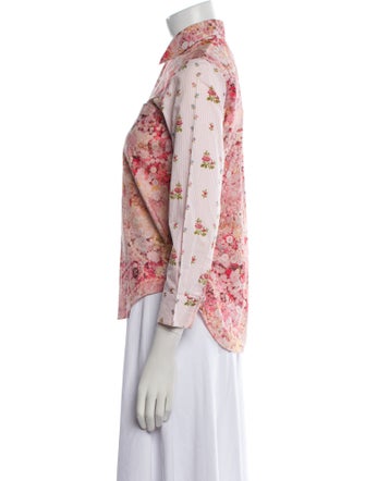 tricot COMME des GARÇONS Floral Print Three-Quarter Sleeve Button-Up Top