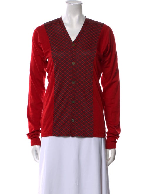 tricot COMME des GARÇONS Wool Plaid Print Button-Up Top